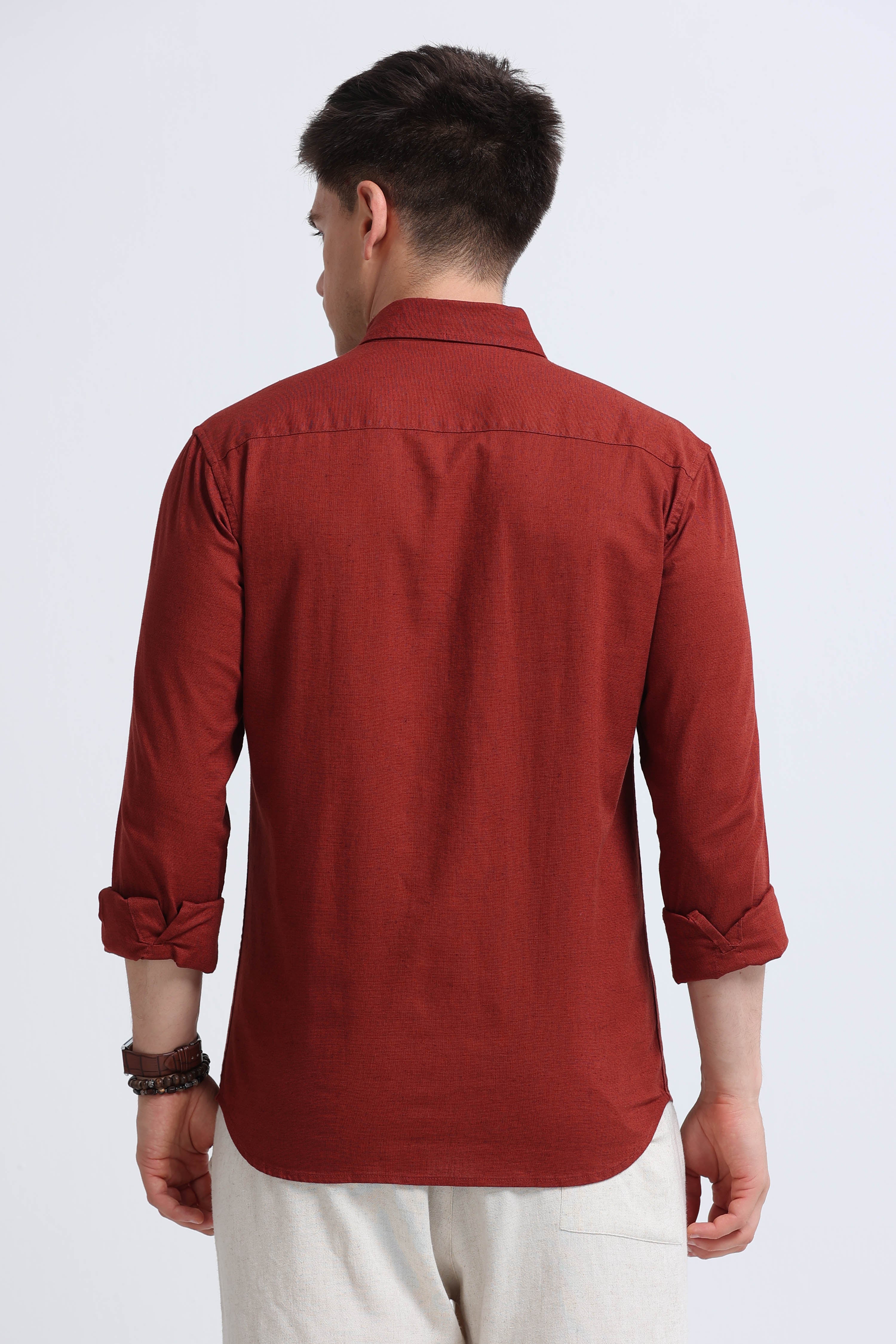 Men Brown Button-Down Shirt