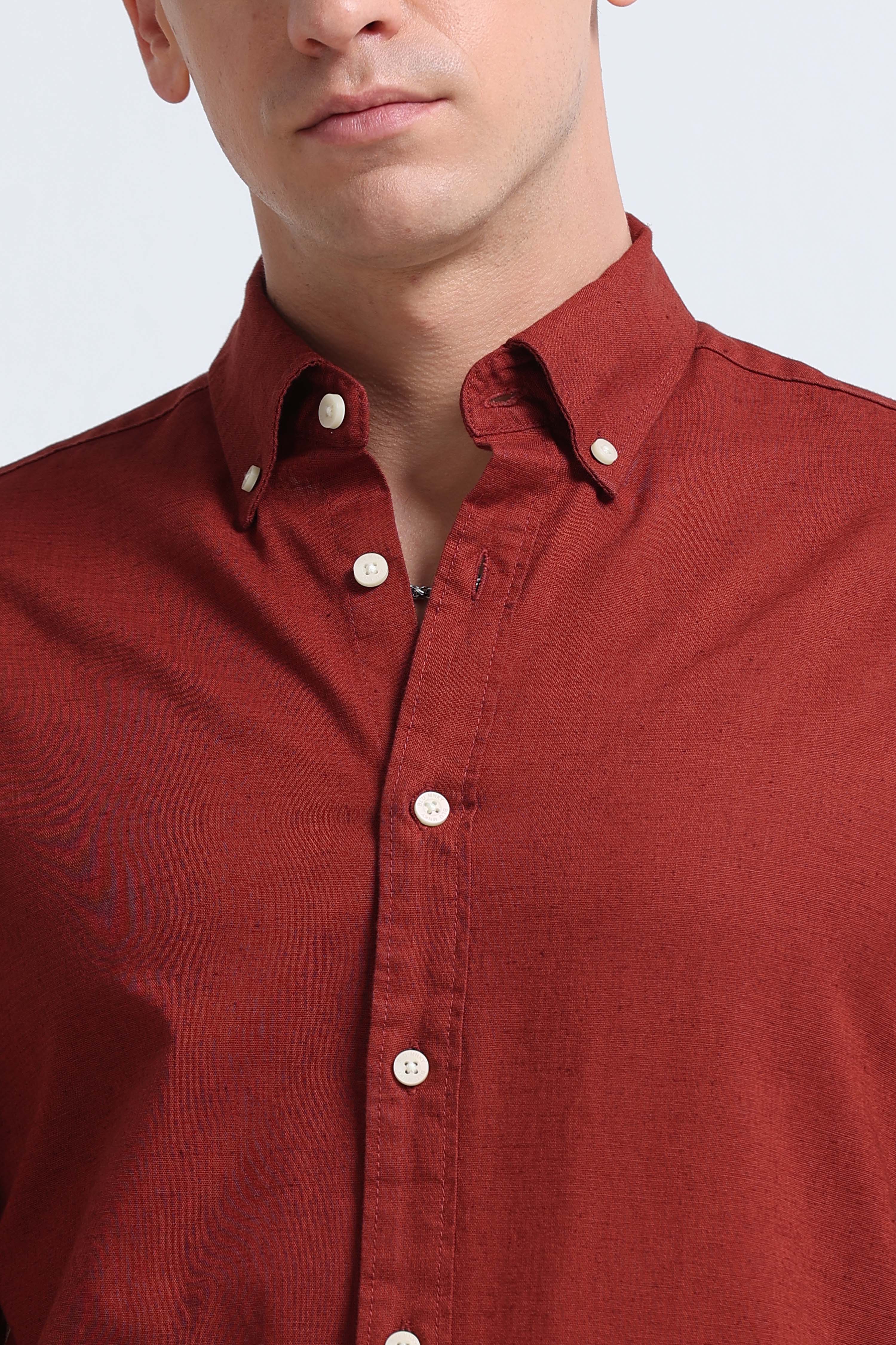 Men Brown Button-Down Shirt