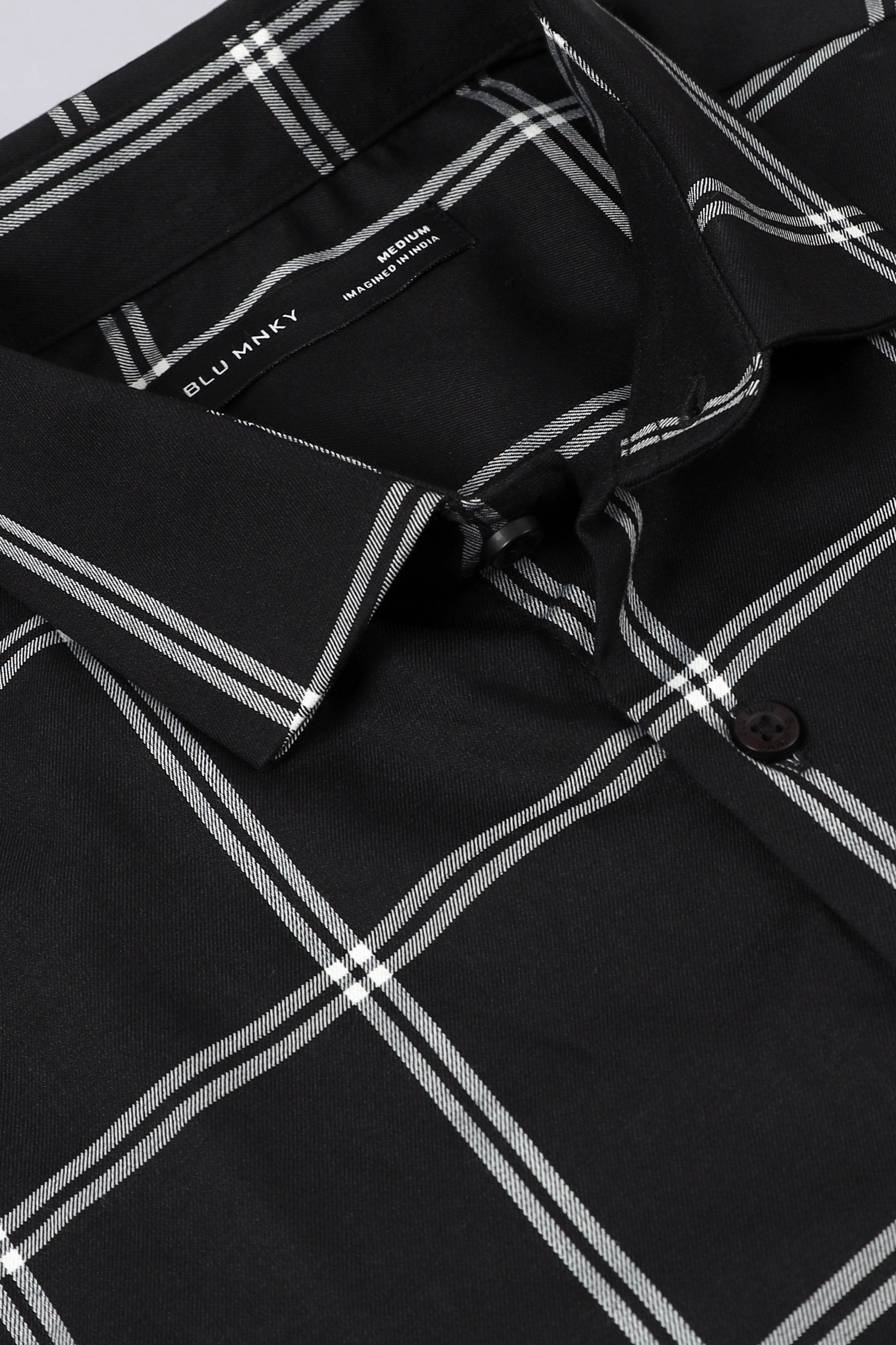 Men Black Premium Checked Shirt