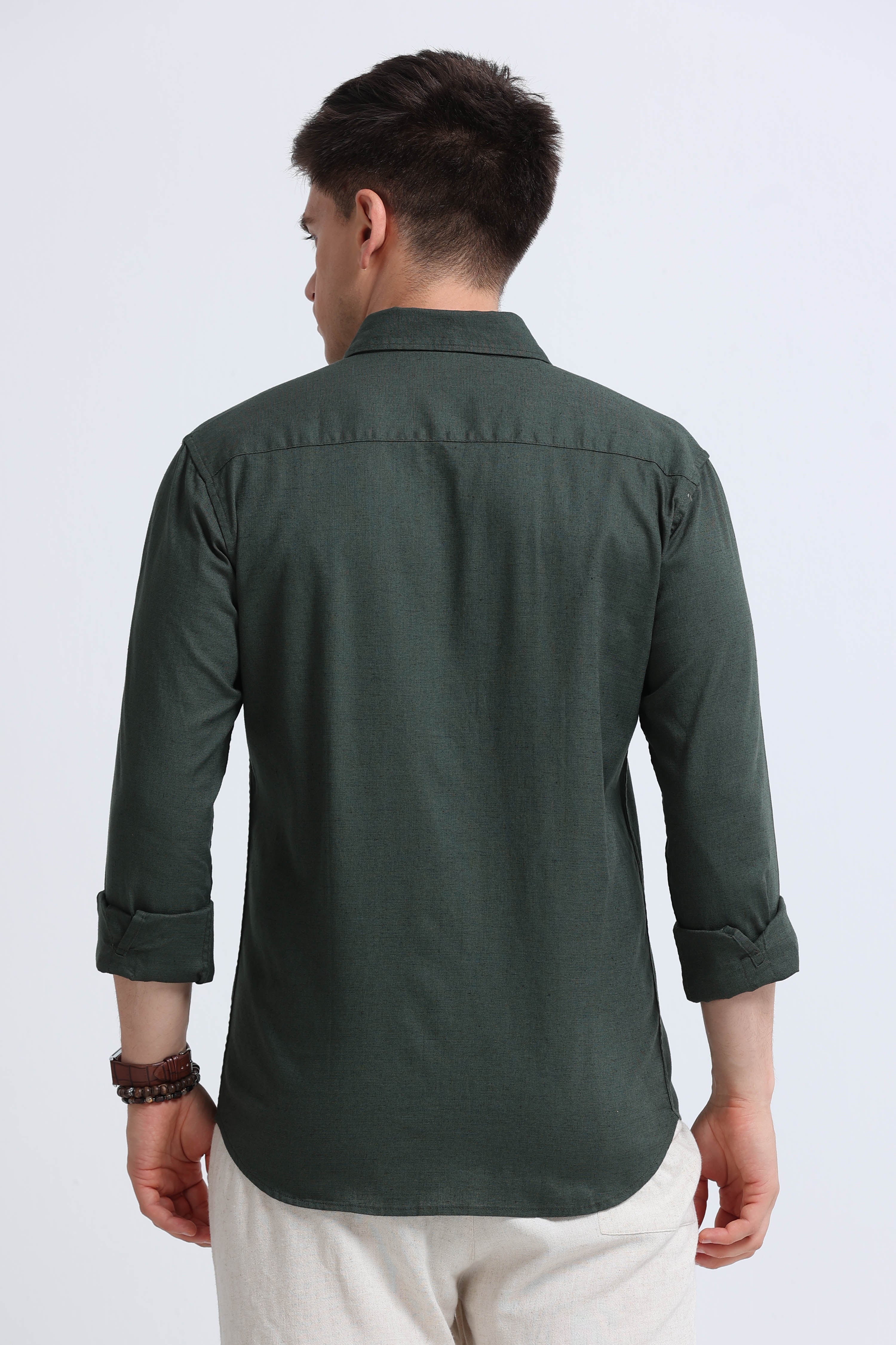 Men Green Button-Down Shirt