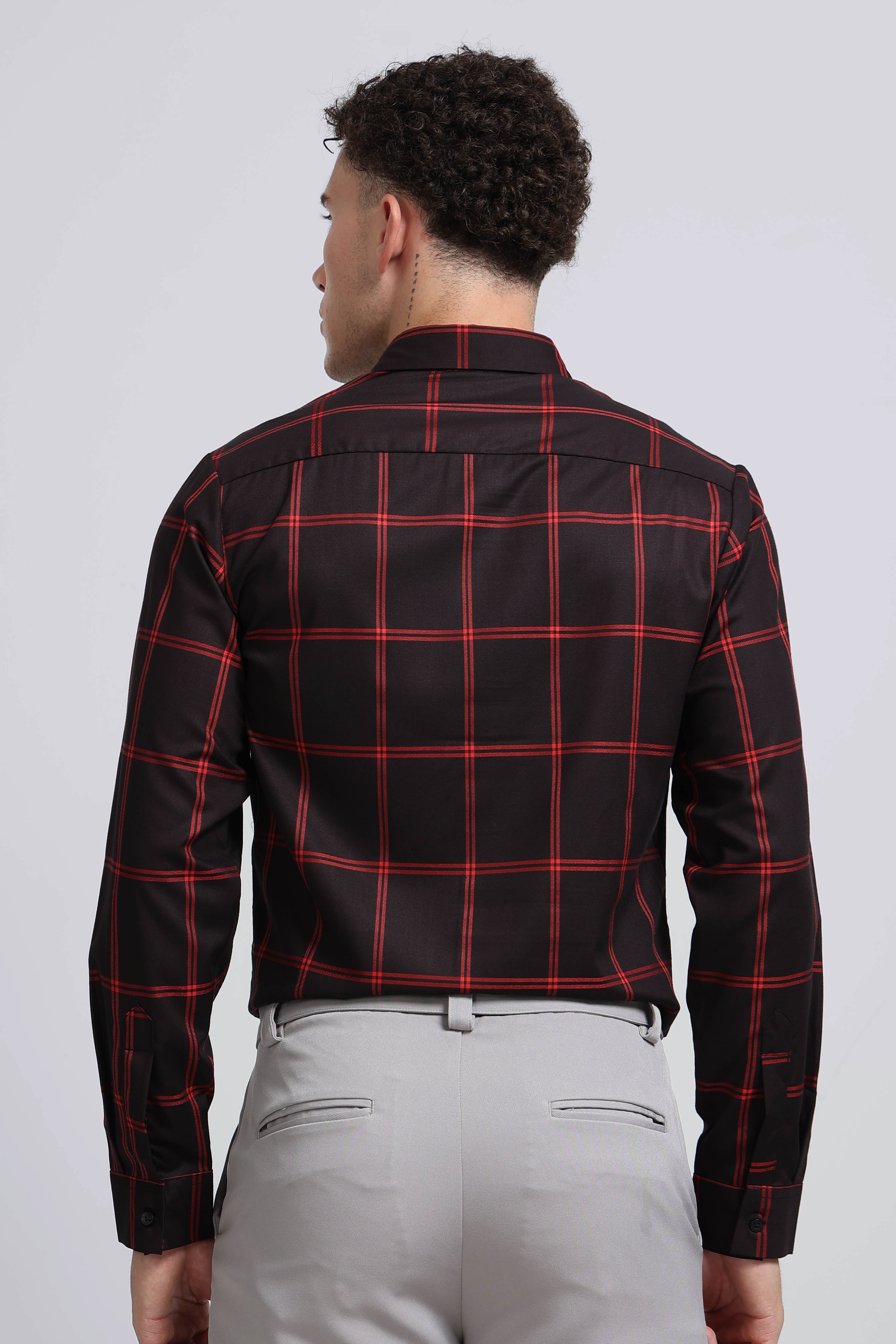 Men Black Premium Checked Shirt