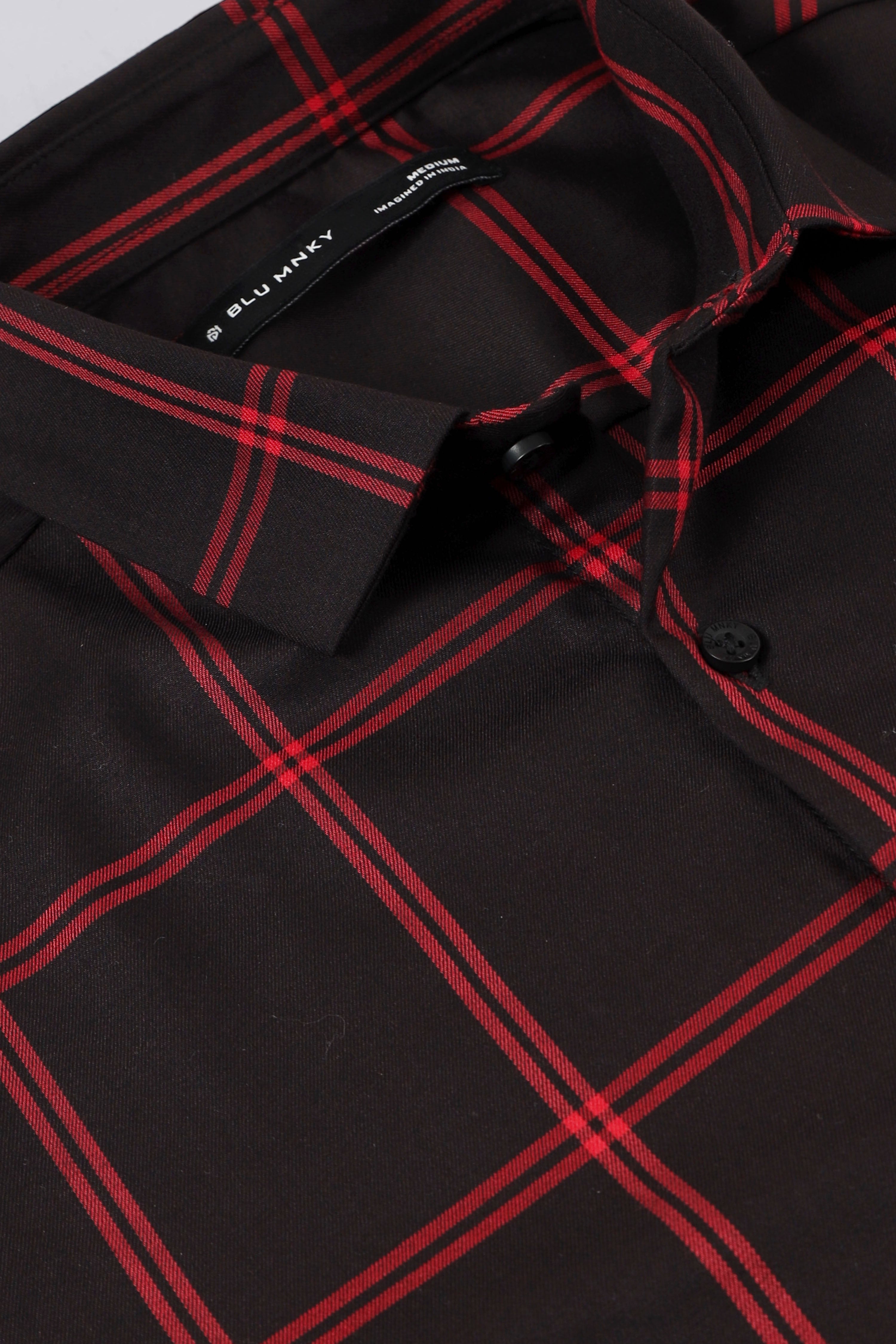 Men Black Premium Checked Shirt