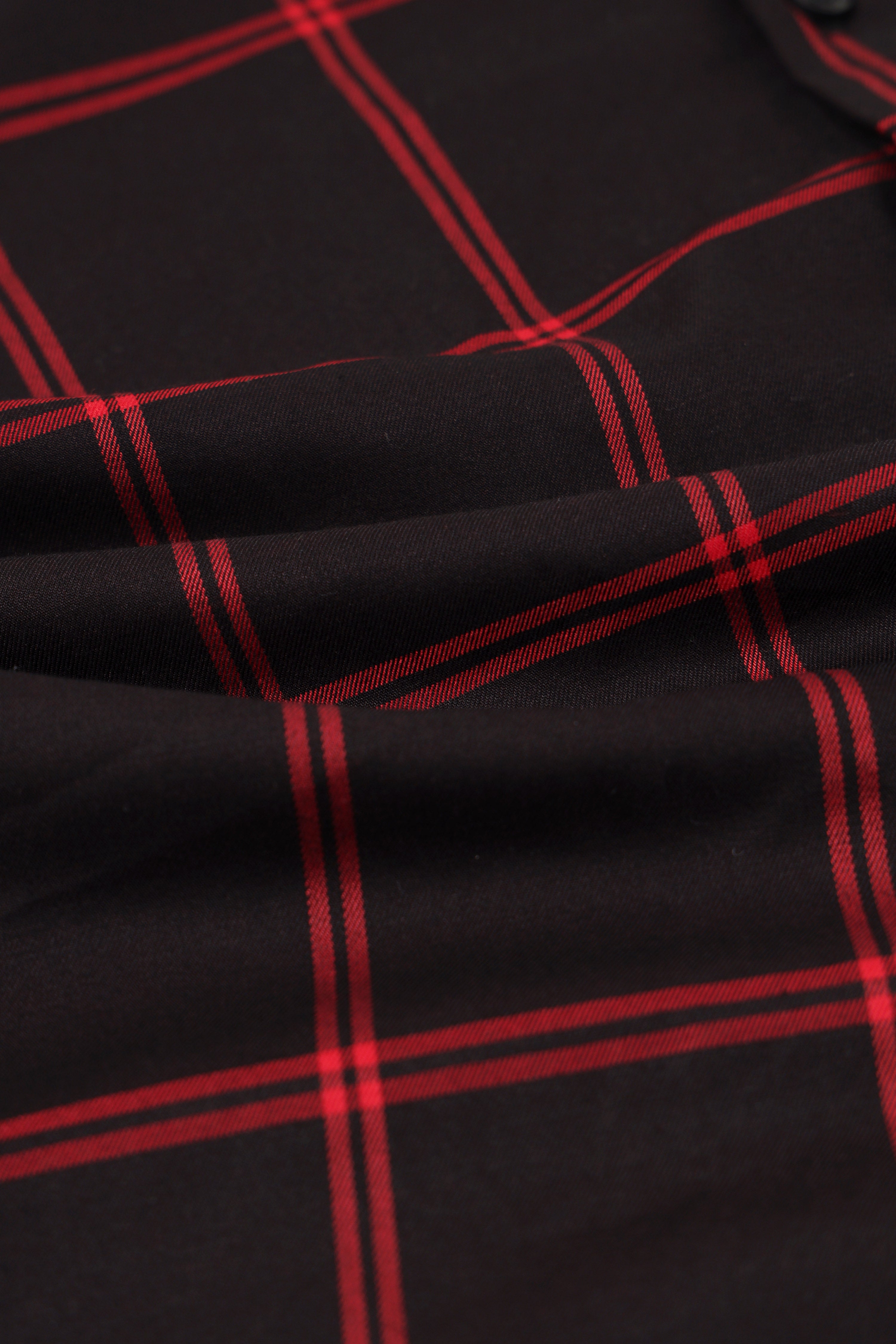 Men Black Premium Checked Shirt