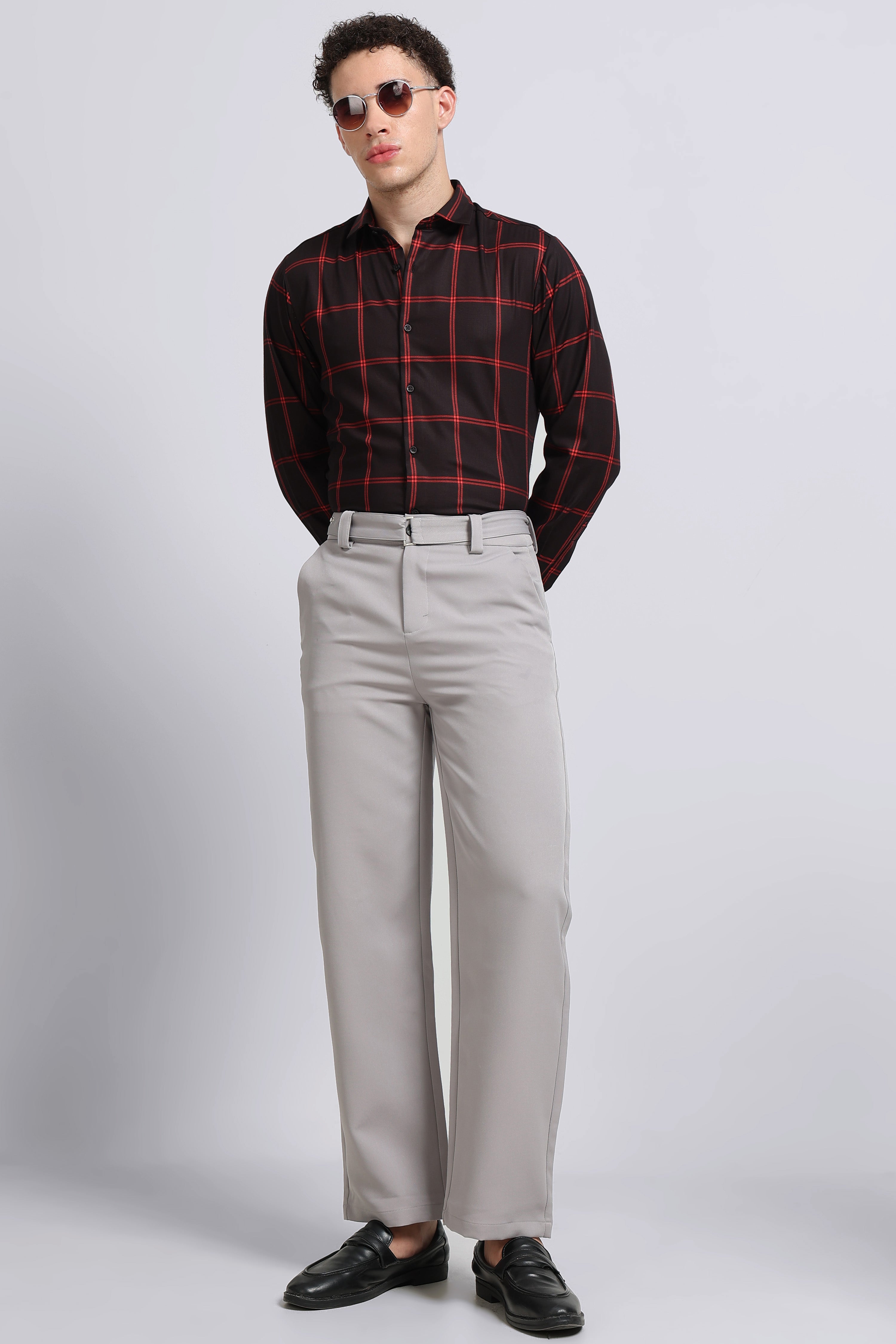 Men Black Premium Checked Shirt