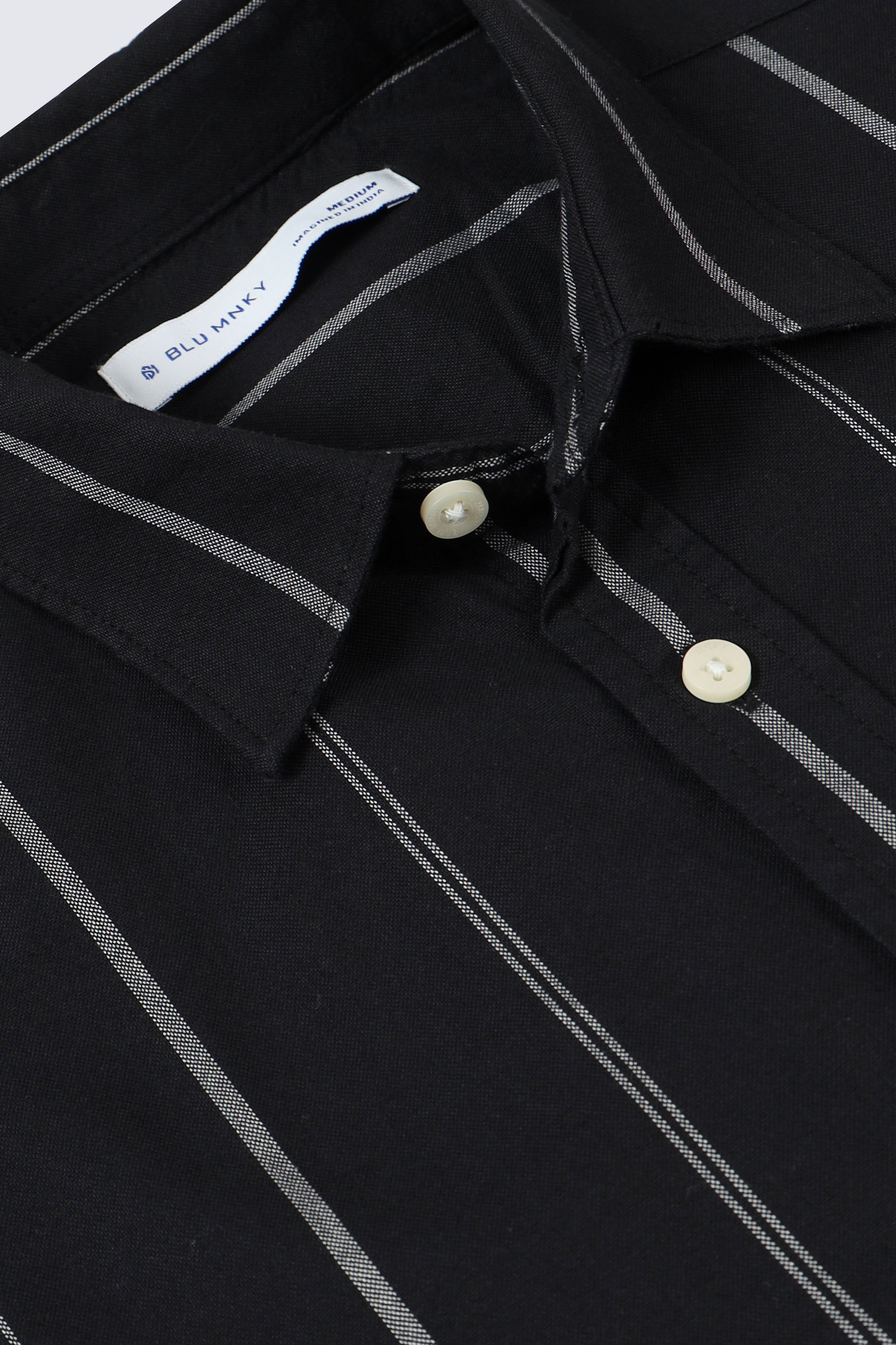Men Black Classic Striped Cotton Shirt
