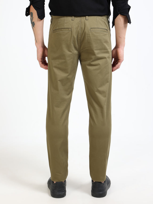 Men Olive Slim Fit Pant