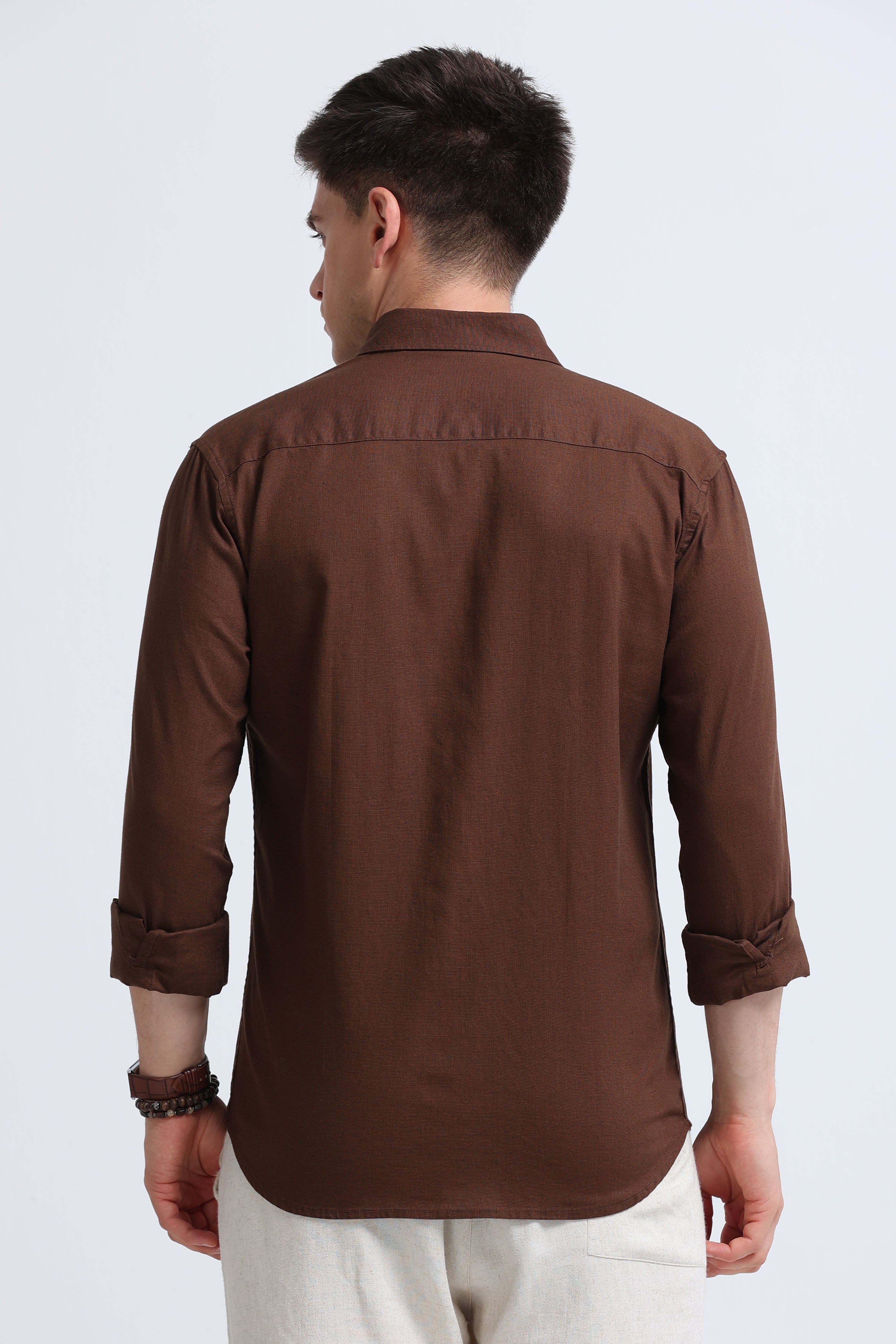 Men Brown Button-Down Shirt