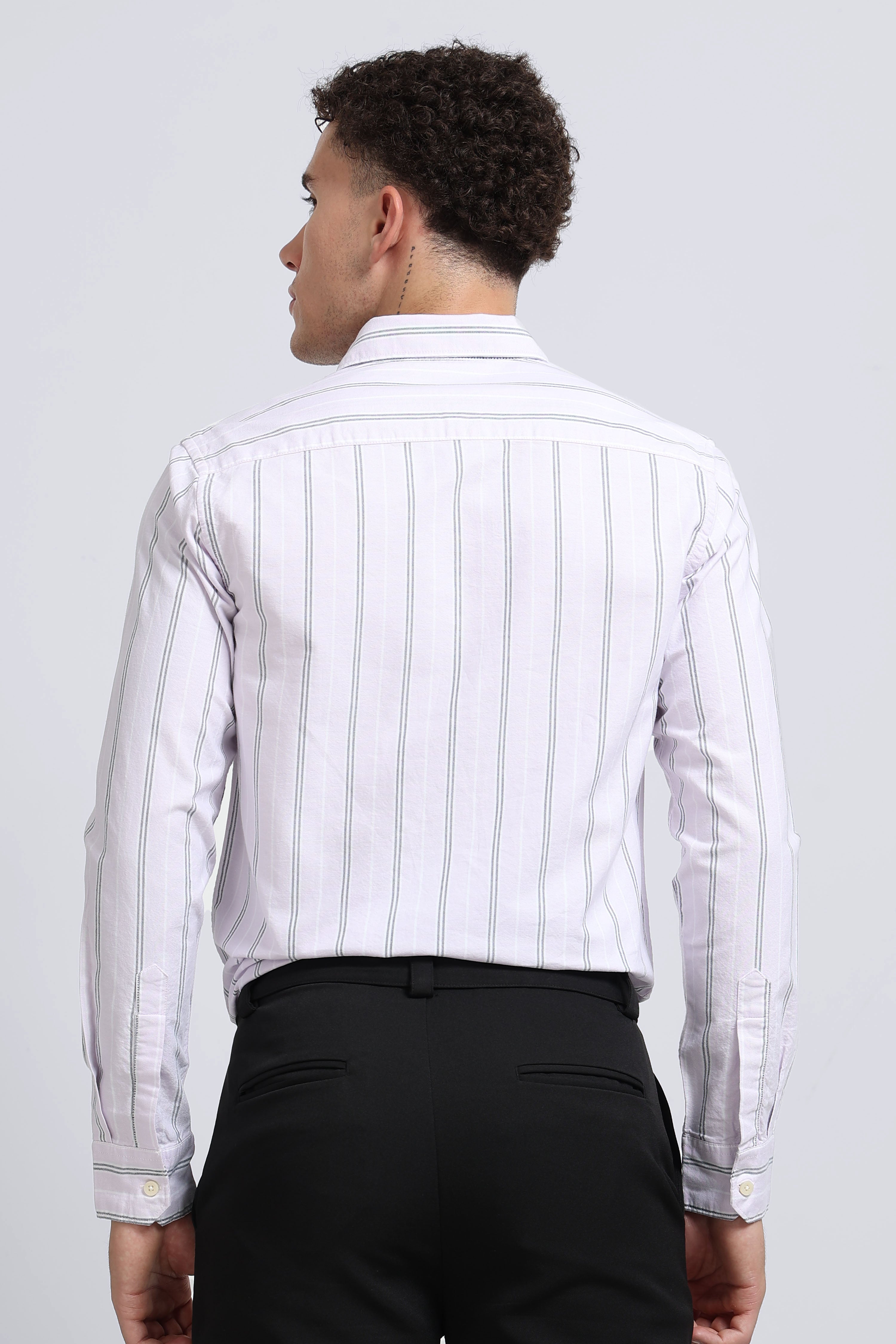 Men Pink Classic Striped Cotton Shirt