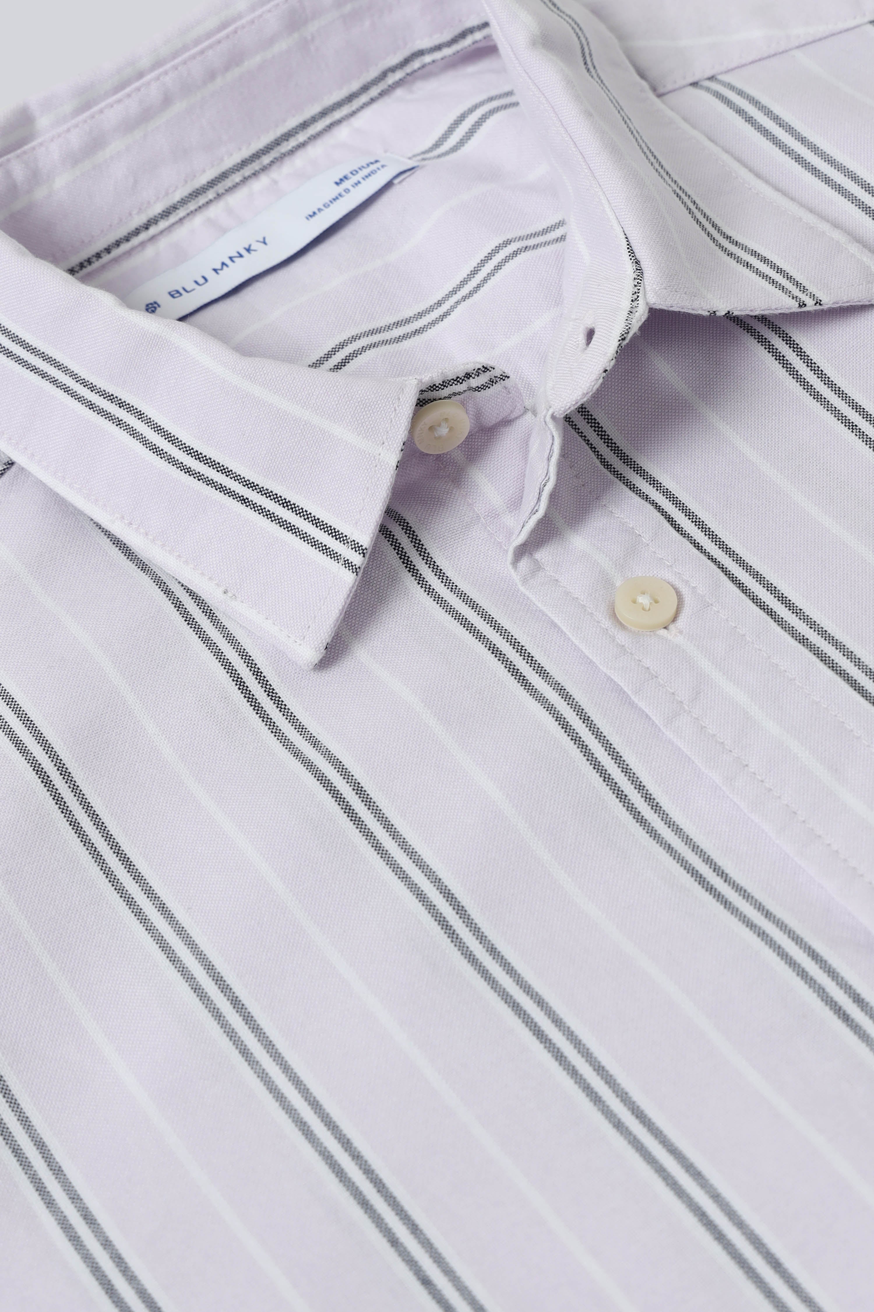 Men Pink Classic Striped Cotton Shirt