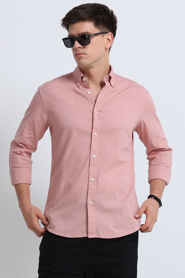 Men Peach Button-Down Shirt
