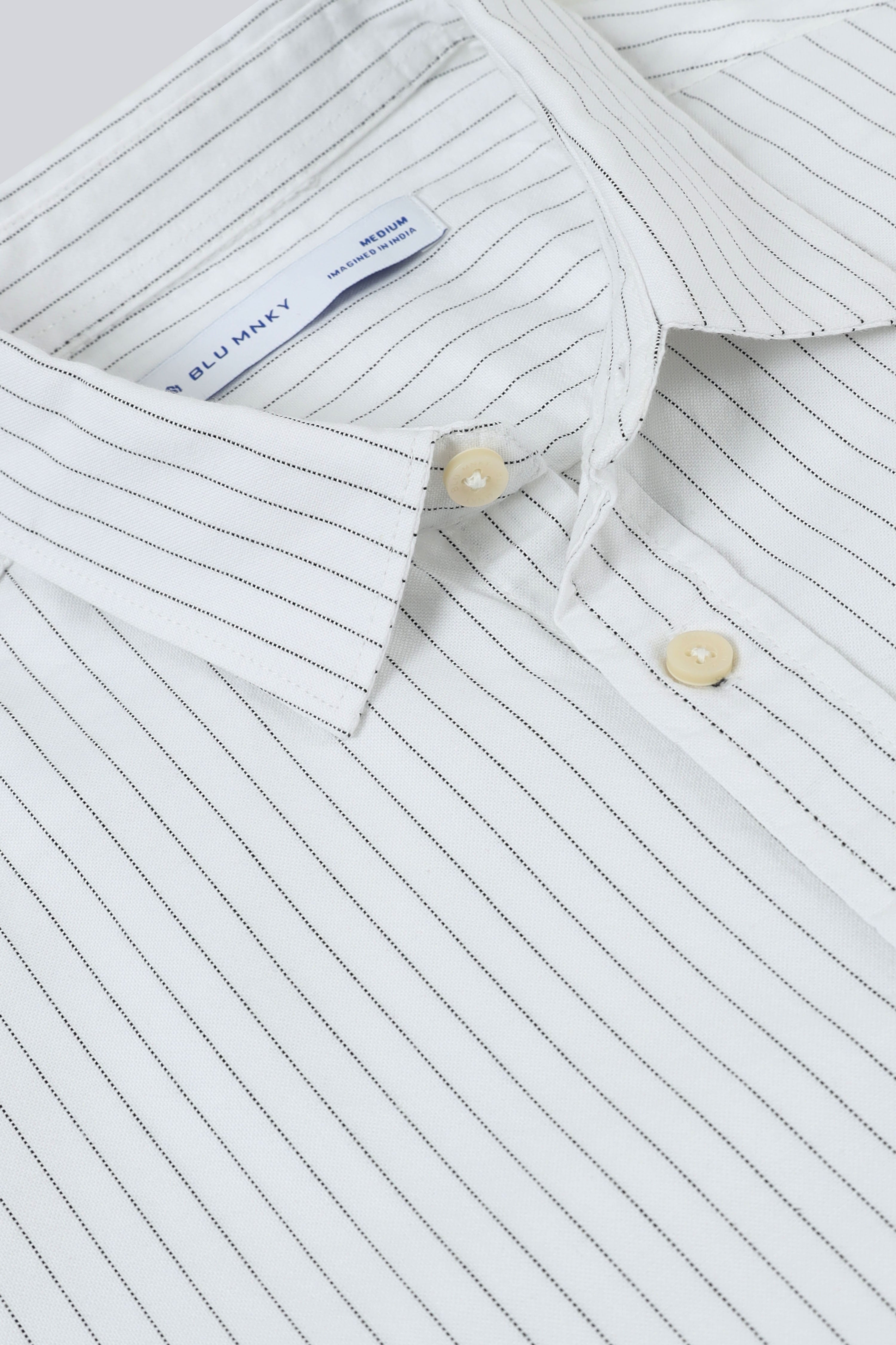 Men White Striped Cotton Shirt