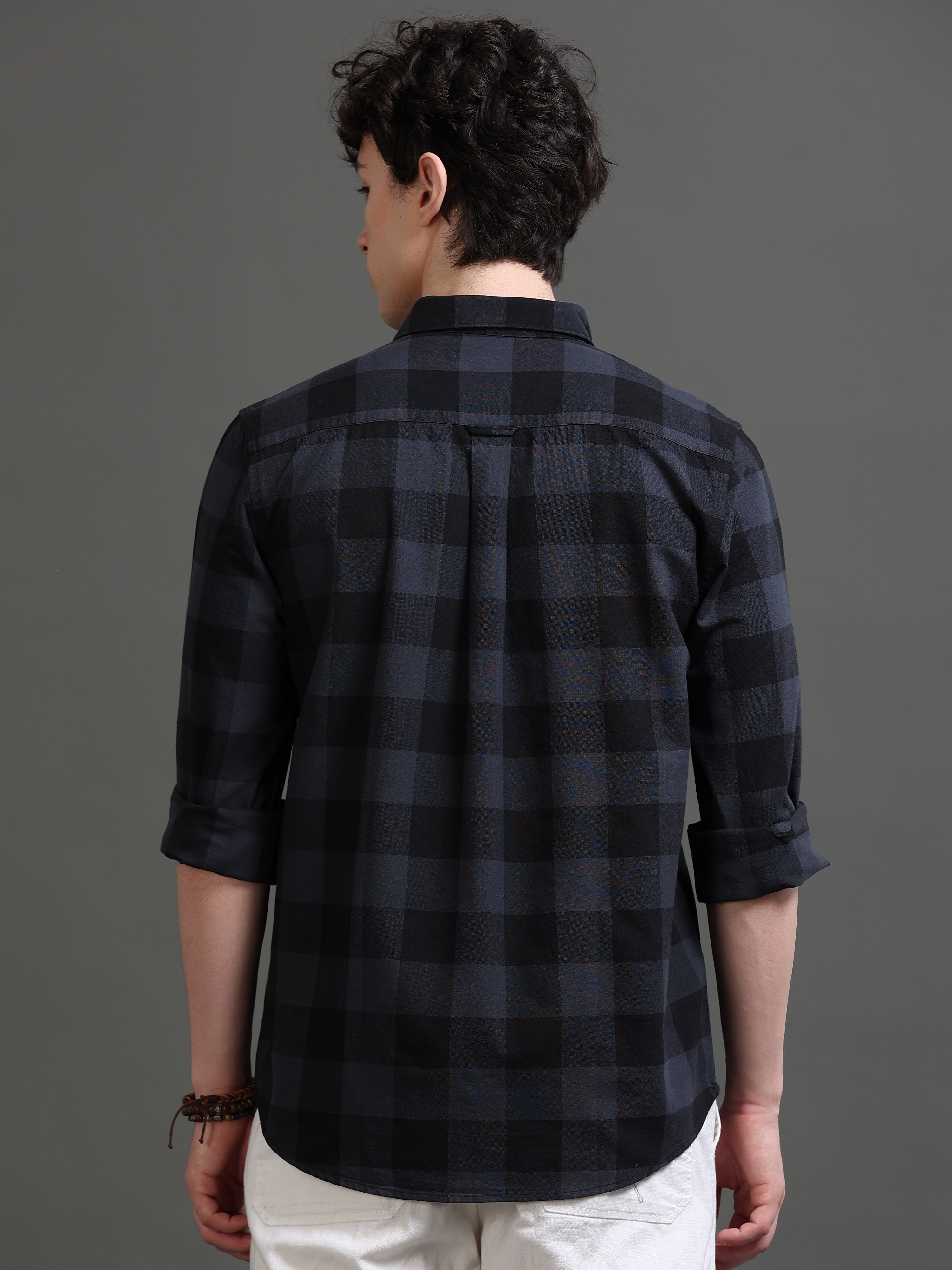 Men Grey Checked Shirt