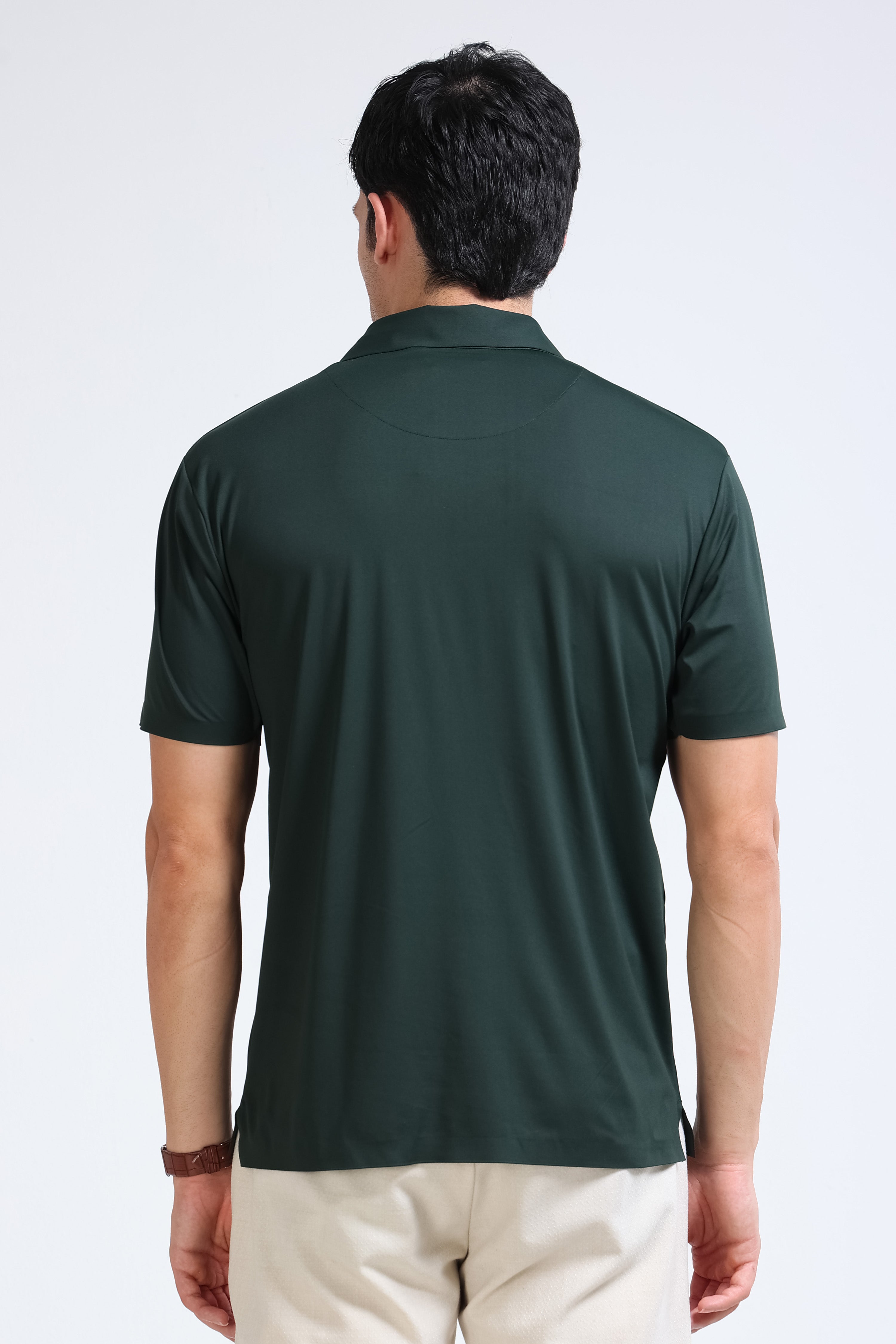 Men Green Viscose Polo T-Shirt