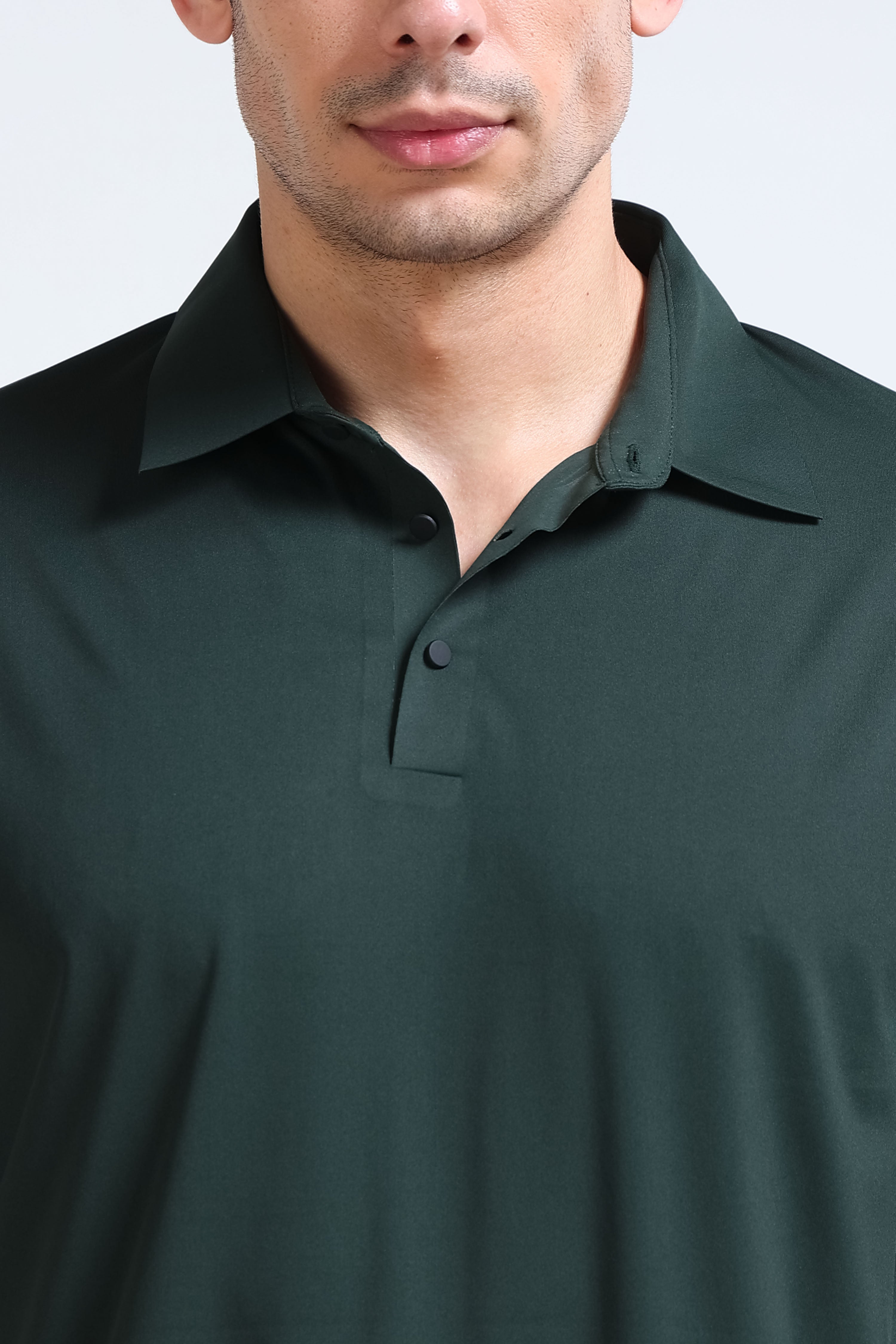 Men Green Viscose Polo T-Shirt
