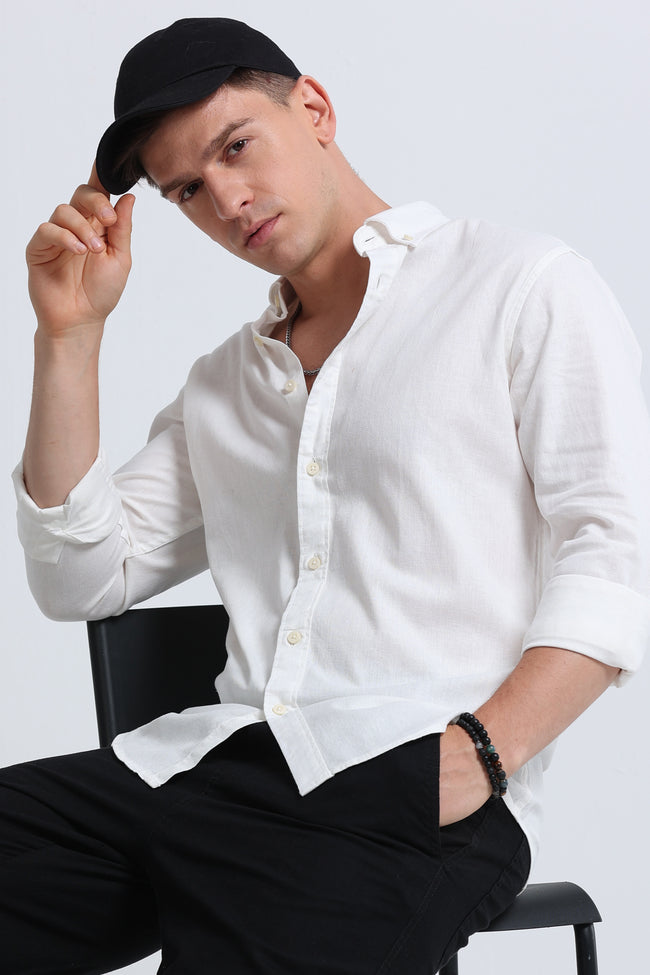Men White Button-Down Shirt