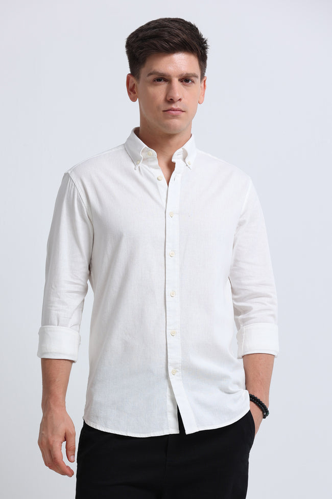 Men White Button-Down Shirt