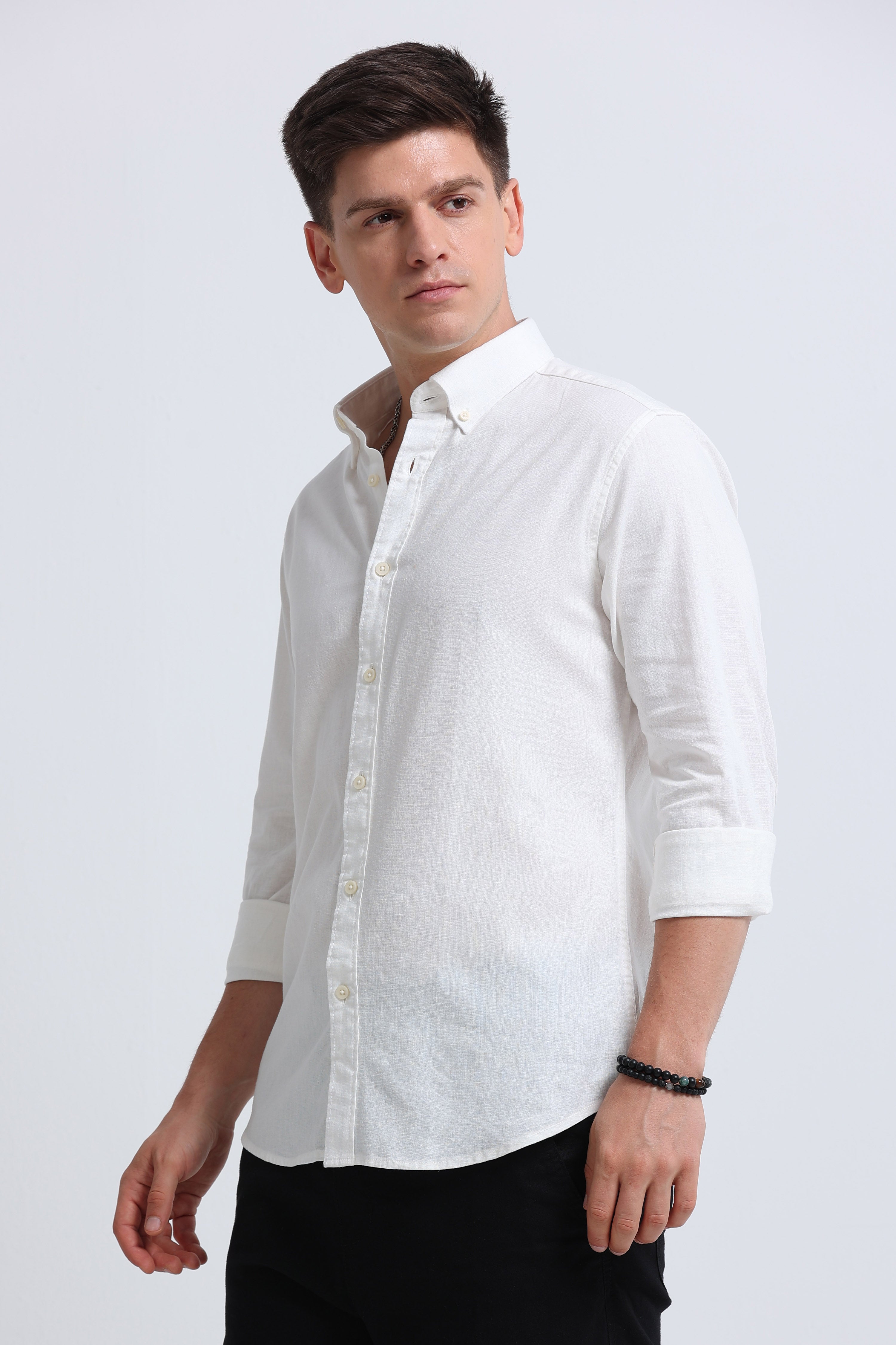 Men White Button-Down Shirt