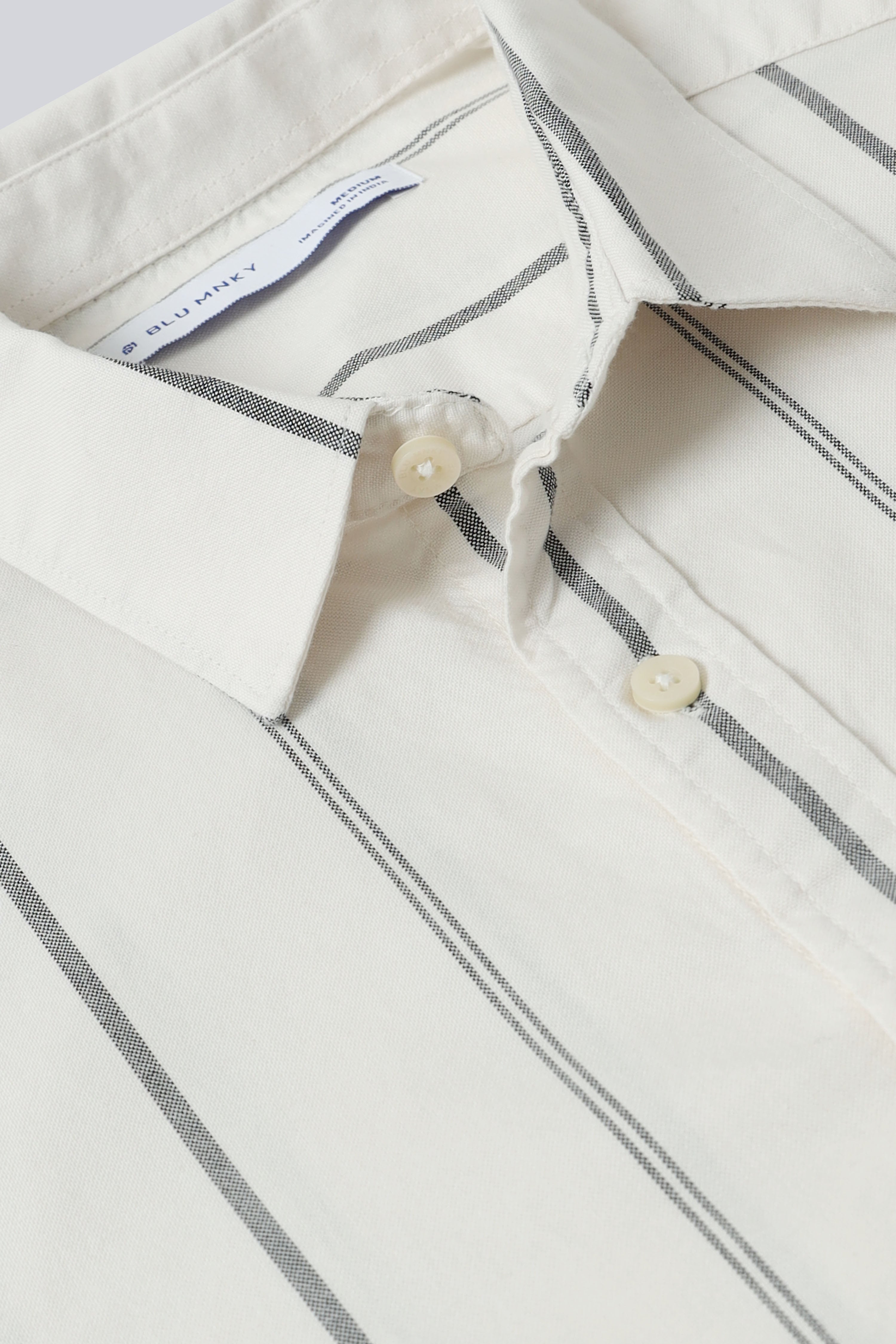 Men Off White Classic Striped Cotton Shirt