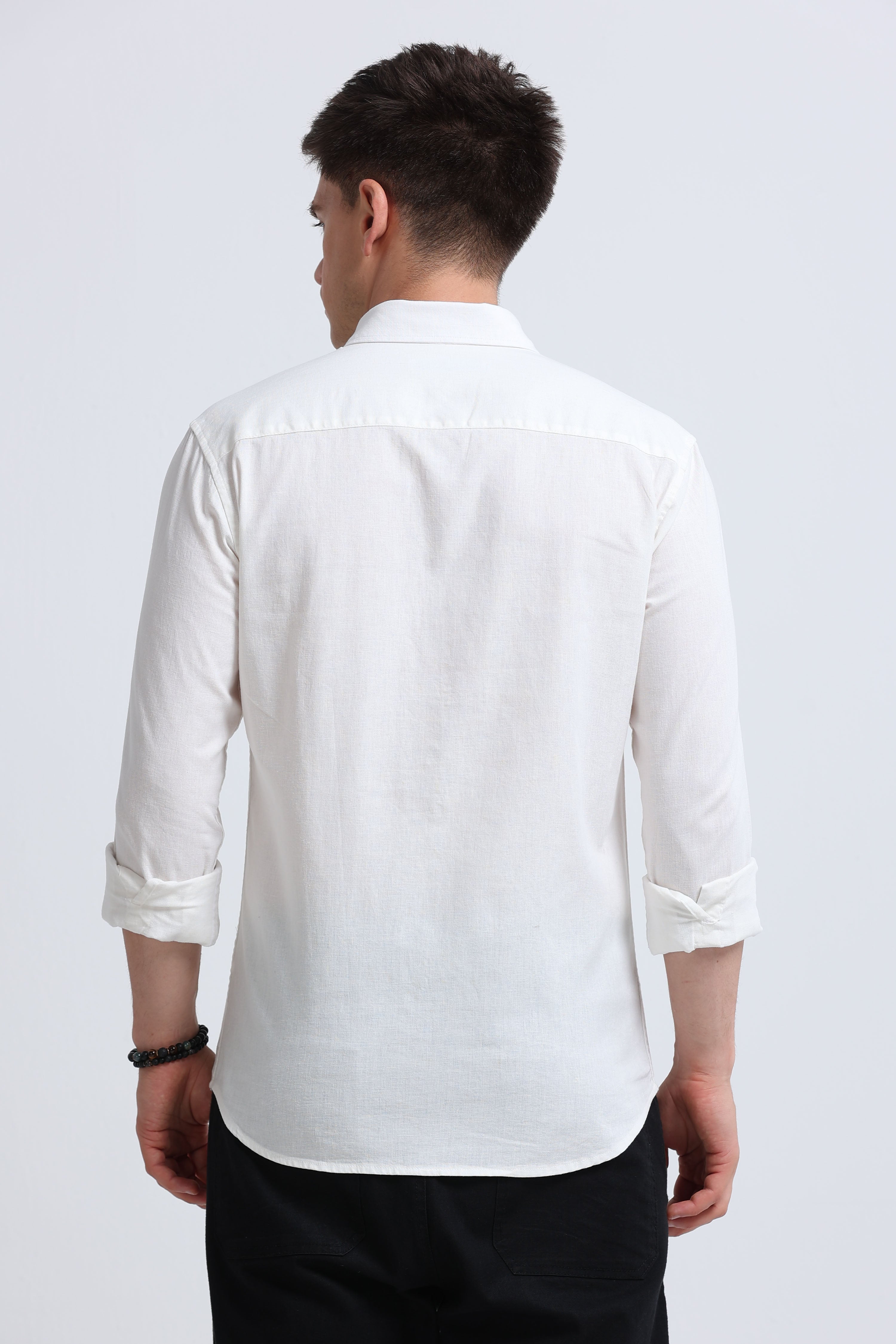 Men White Button-Down Shirt