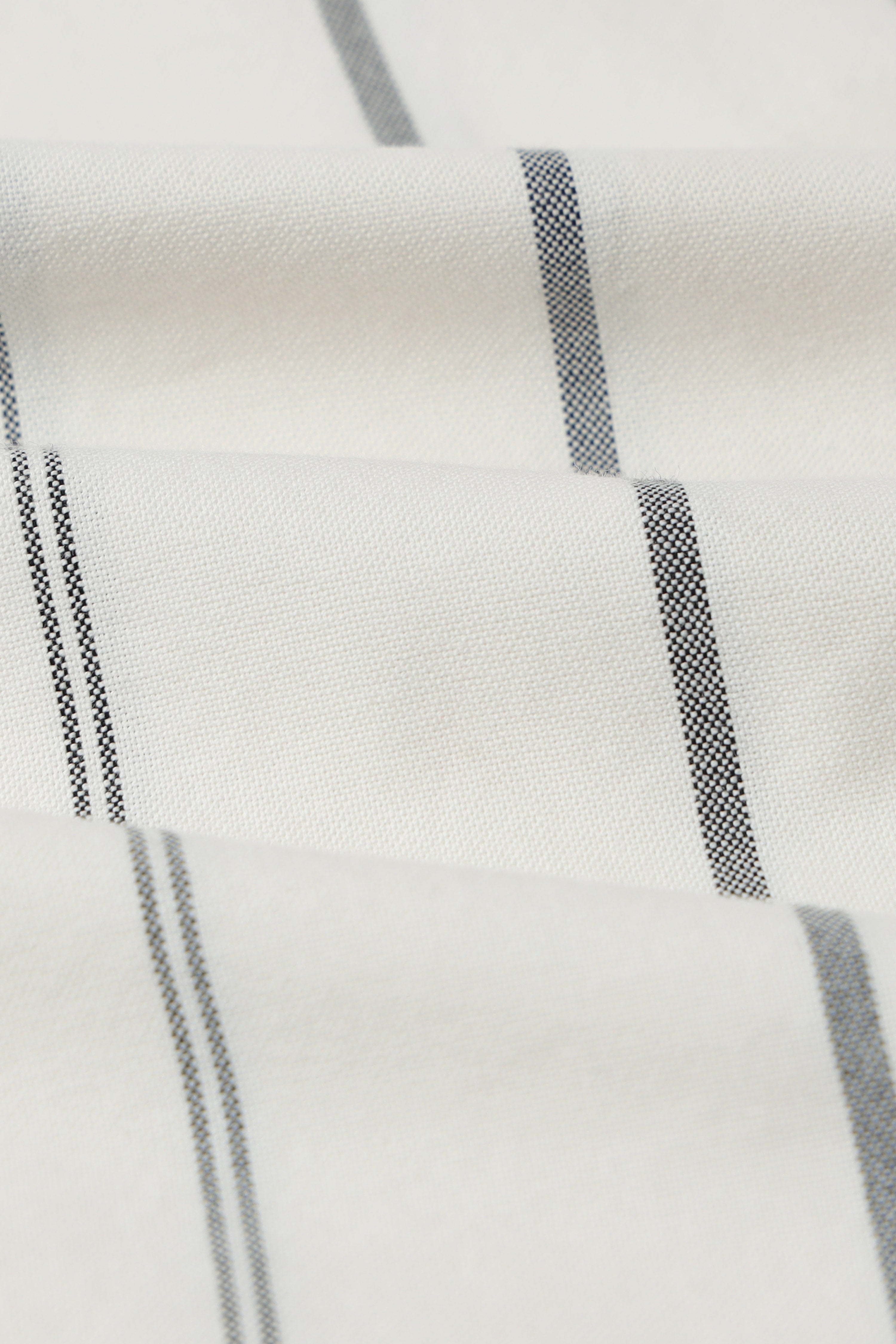 Men Off White Classic Striped Cotton Shirt