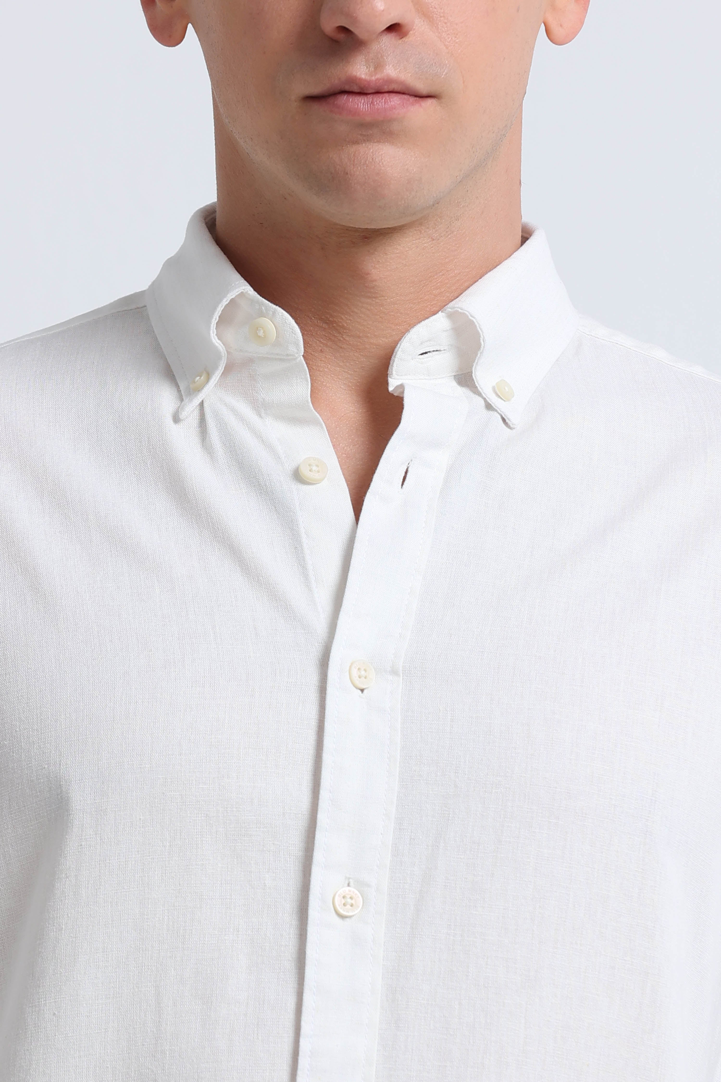 Men White Button-Down Shirt