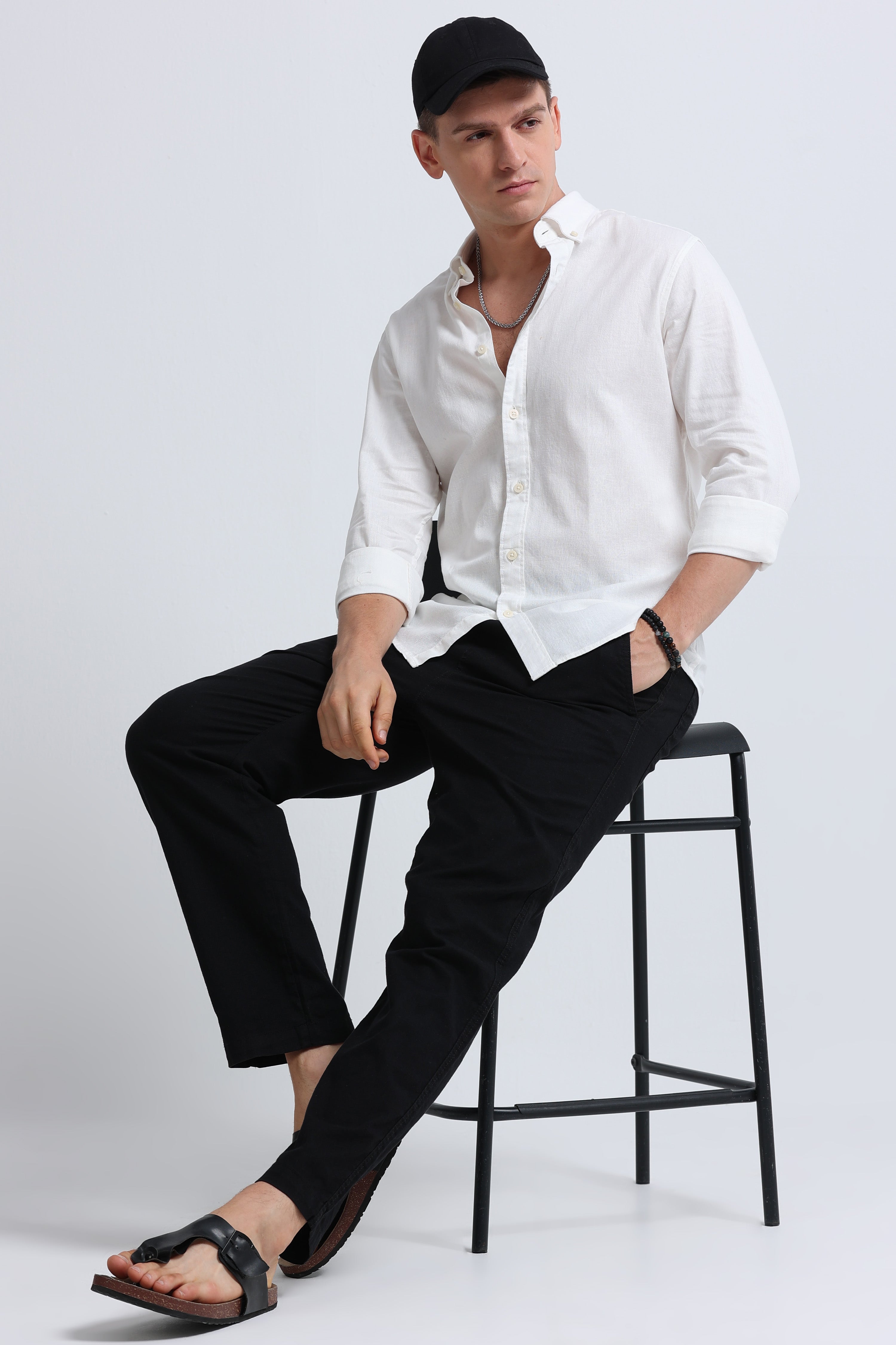 Men White Button-Down Shirt