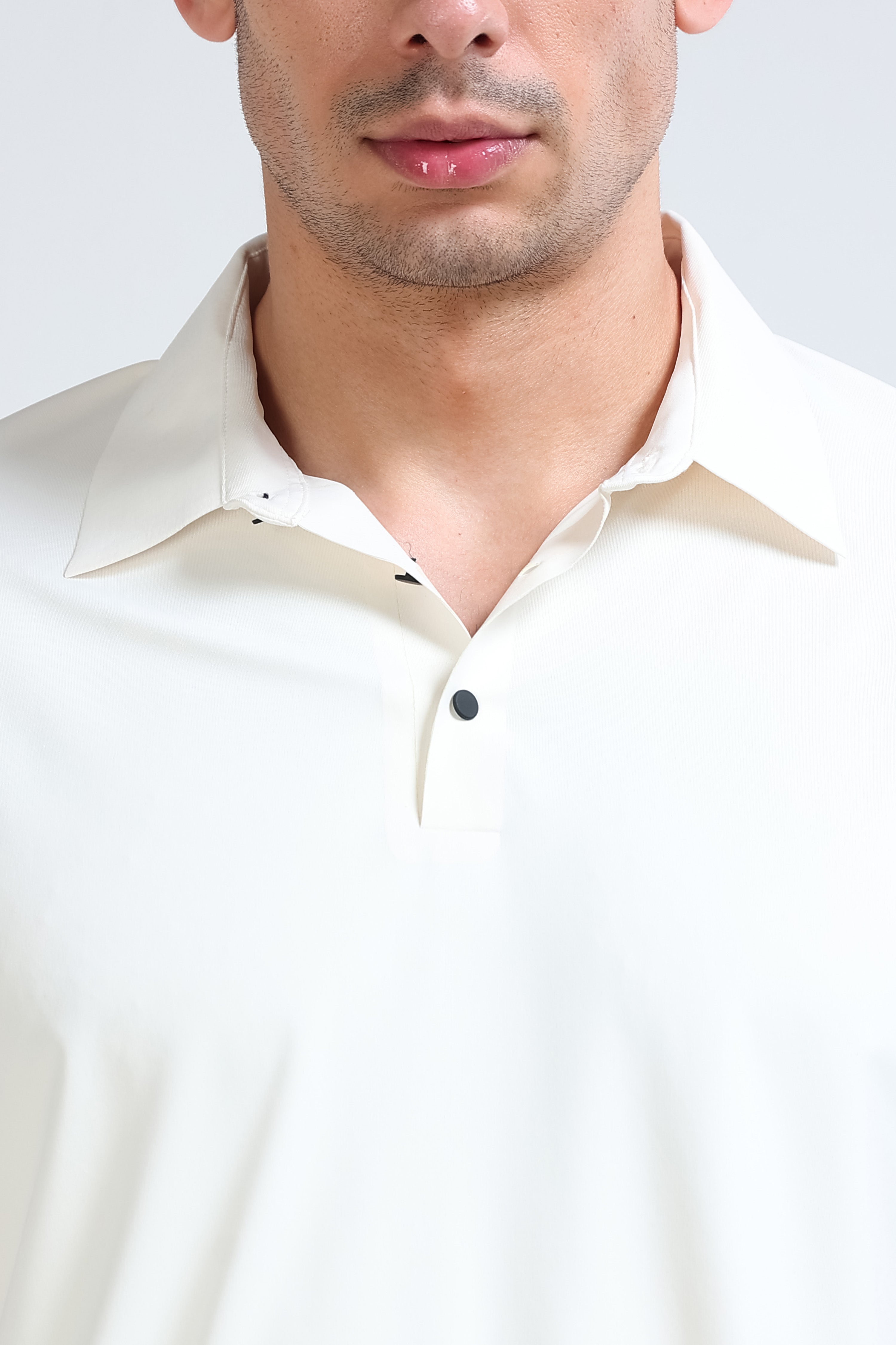 Men Off White Viscose Polo T-Shirt