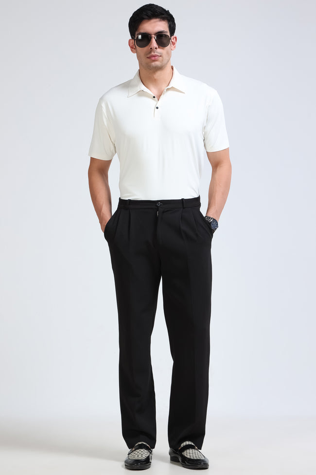 Men Off White Viscose Polo T-Shirt