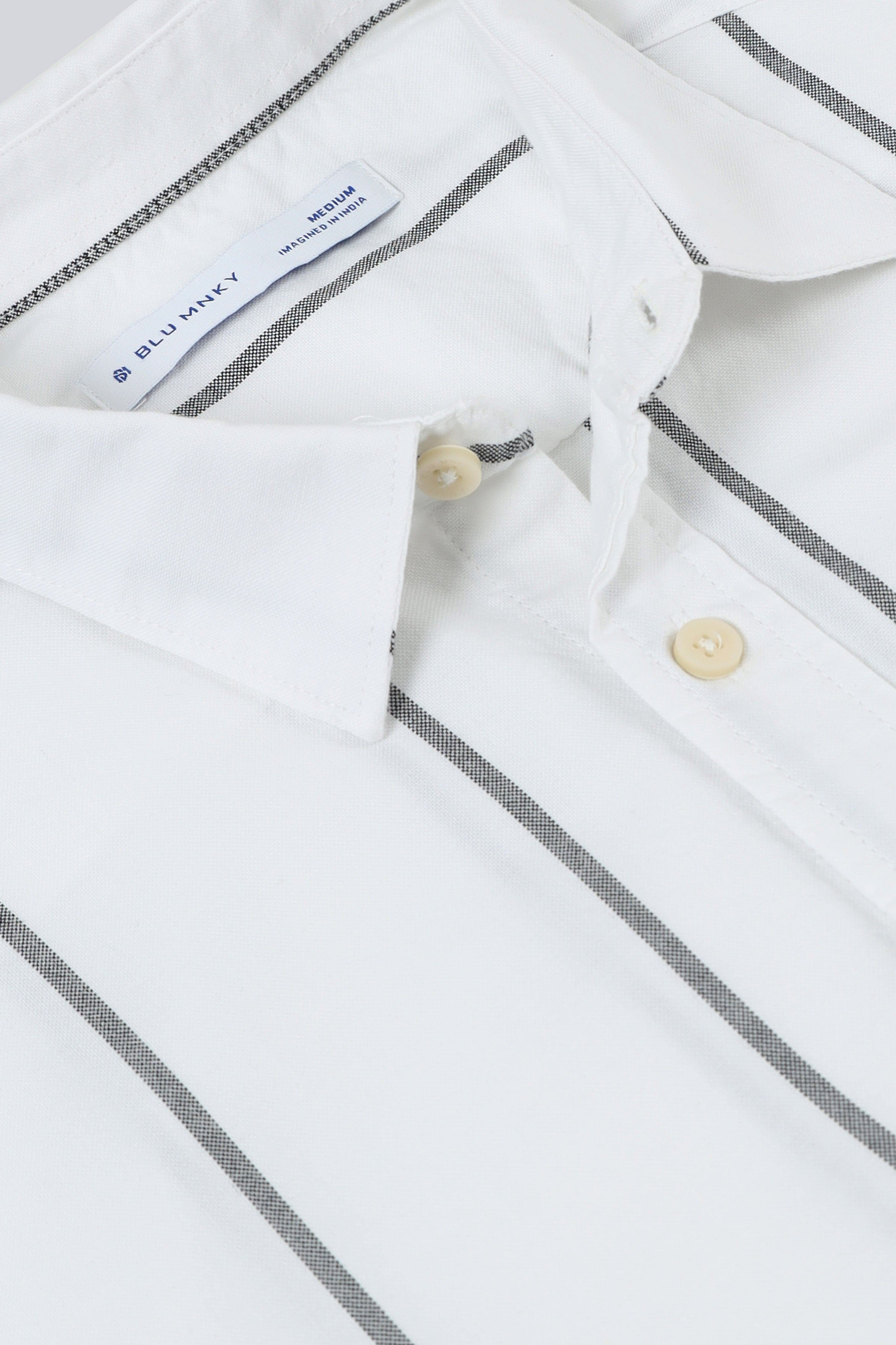 Men White Classic Striped Cotton Shirt