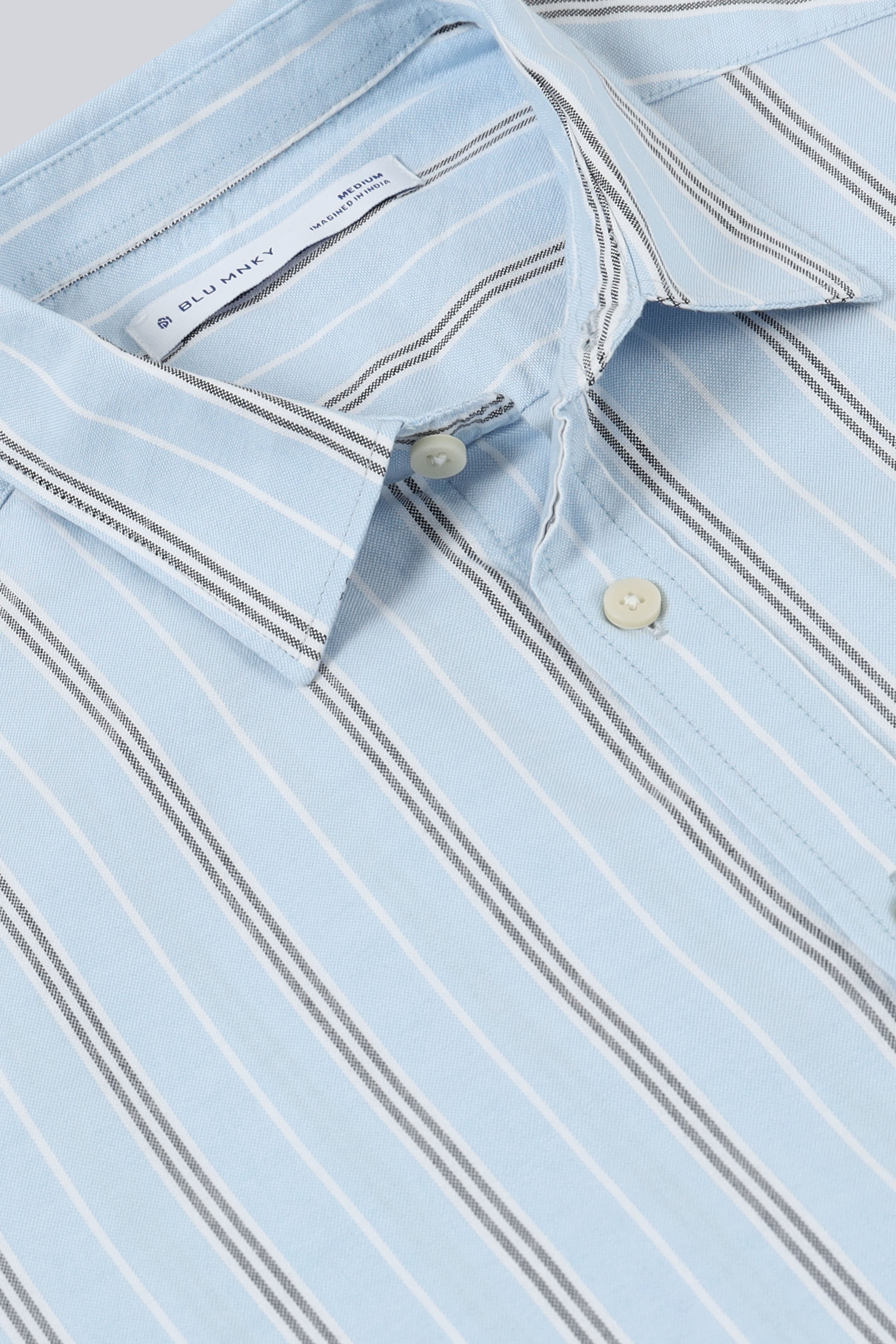 Men Blue Classic Striped Cotton Shirt