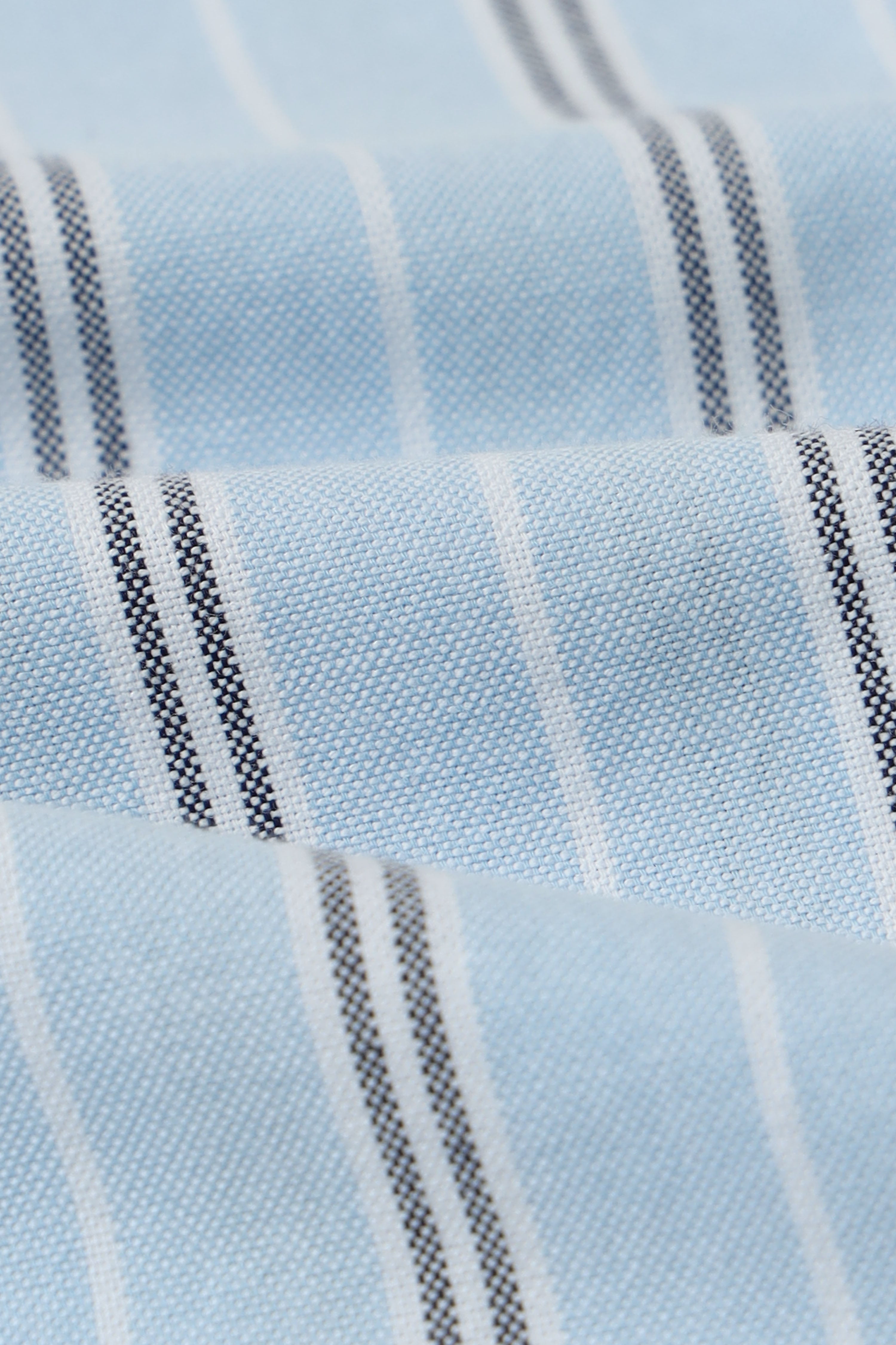 Men Blue Classic Striped Cotton Shirt