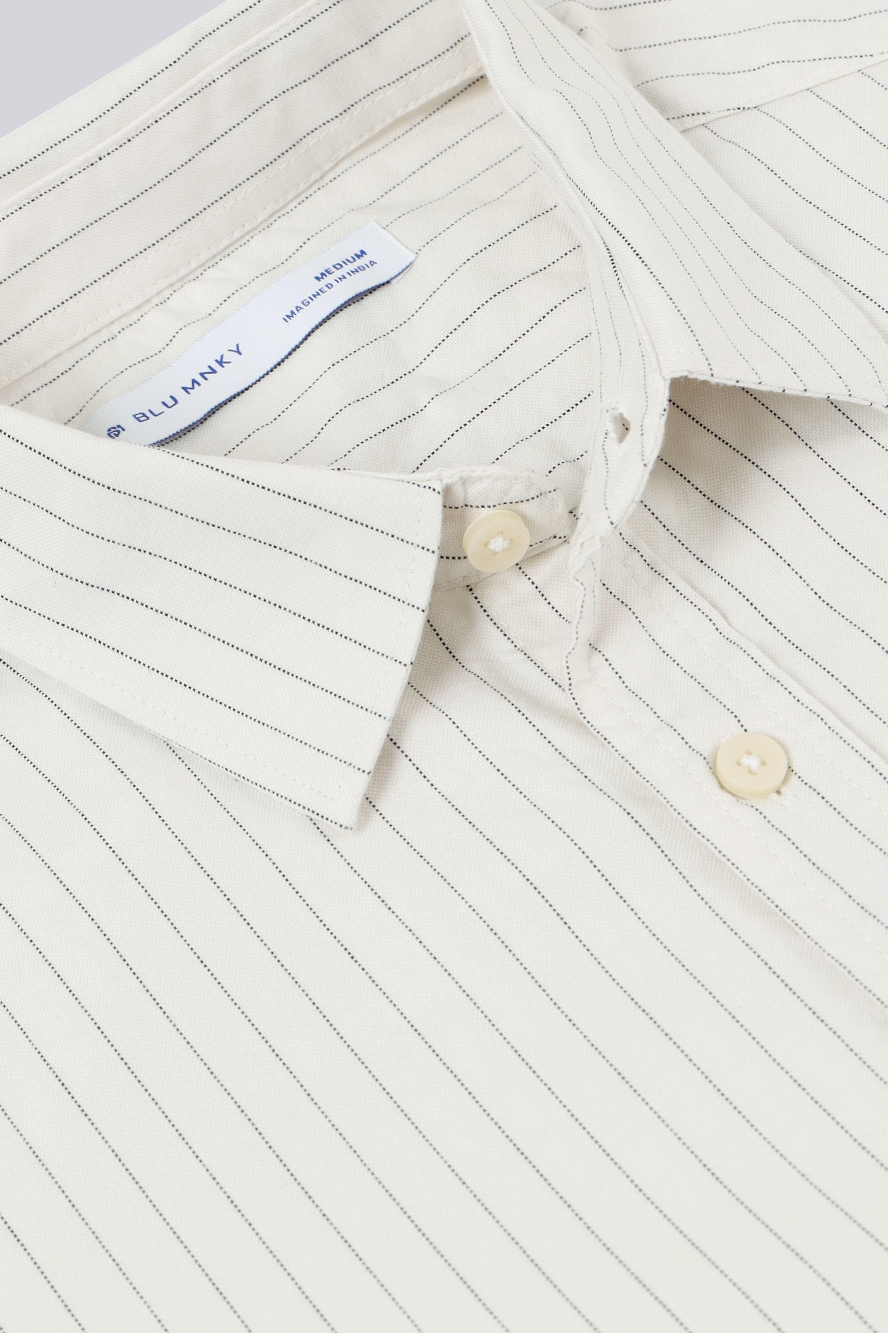 Men Cream Striped Cotton Shirt