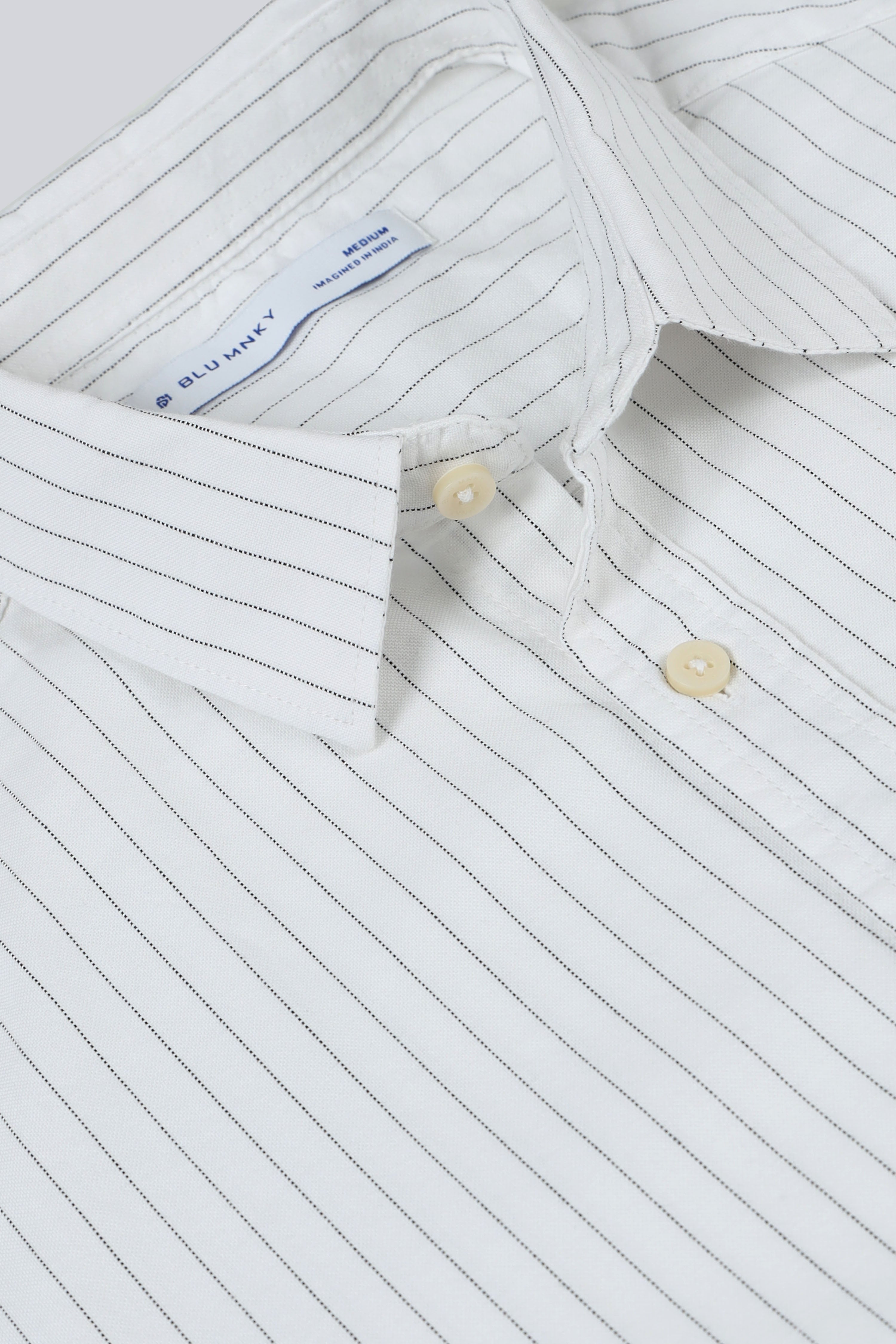 Men Off White Striped Cotton Shirt