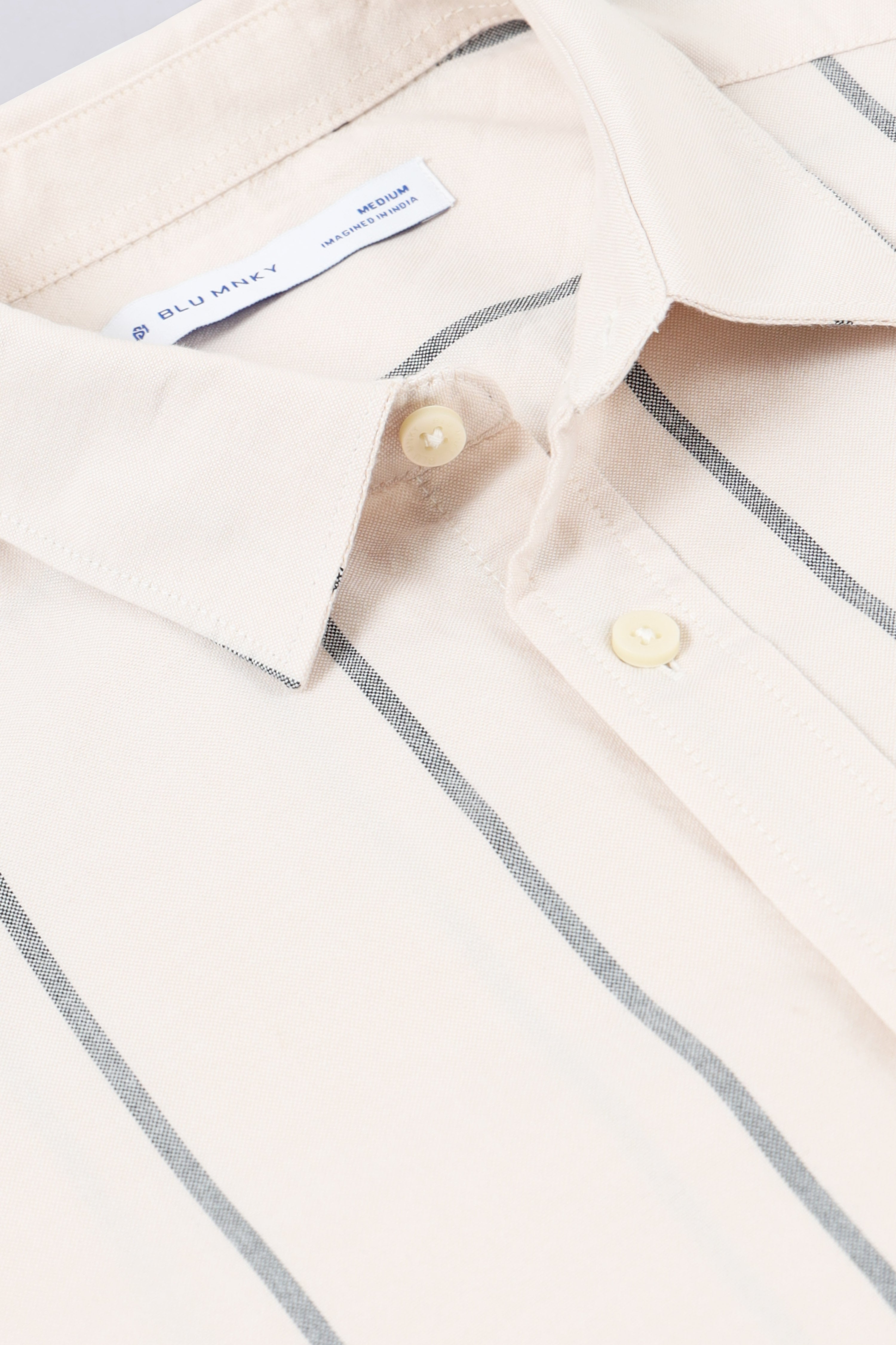Men Cream Classic Striped Cotton Shirt