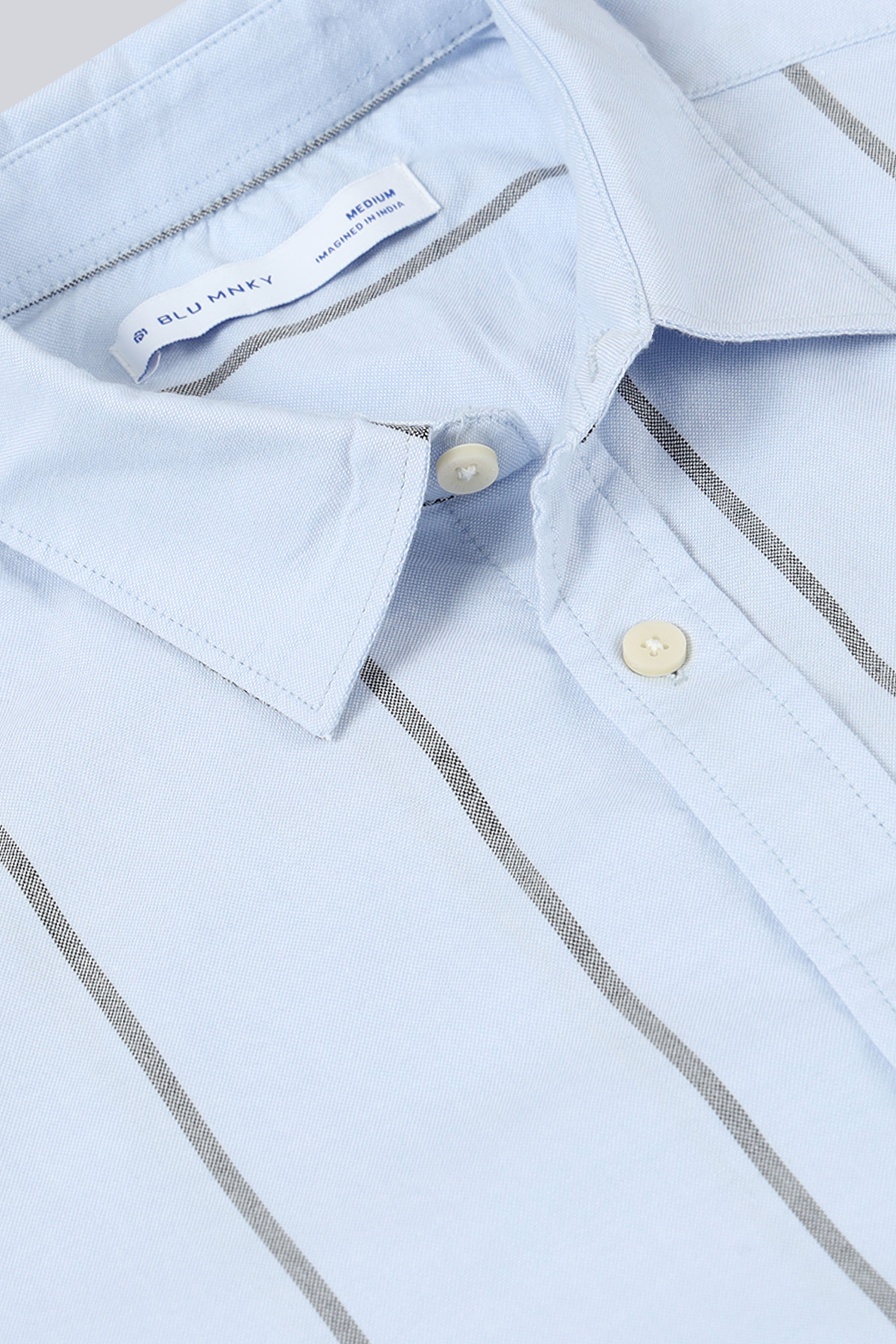 Men Blue Classic Striped Cotton Shirt