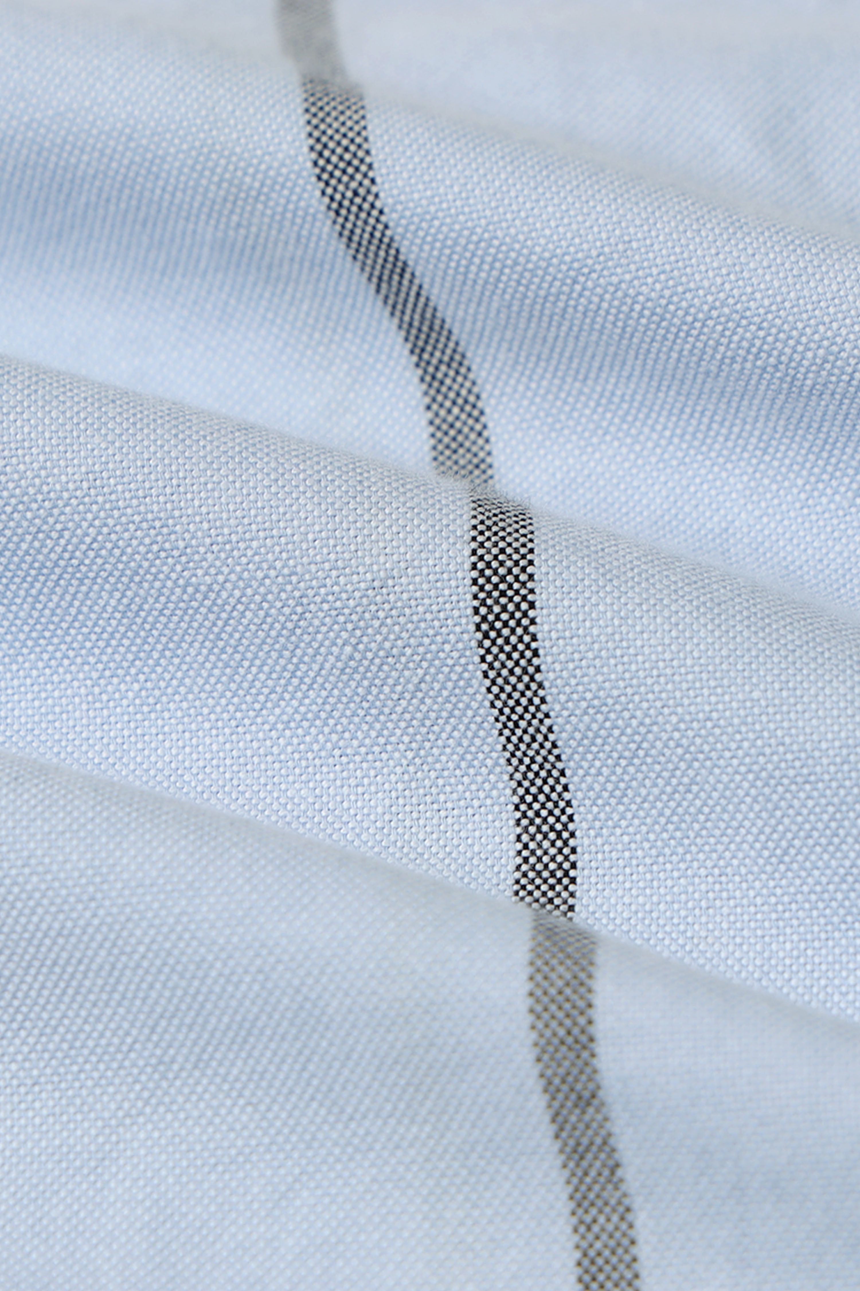 Men Blue Classic Striped Cotton Shirt