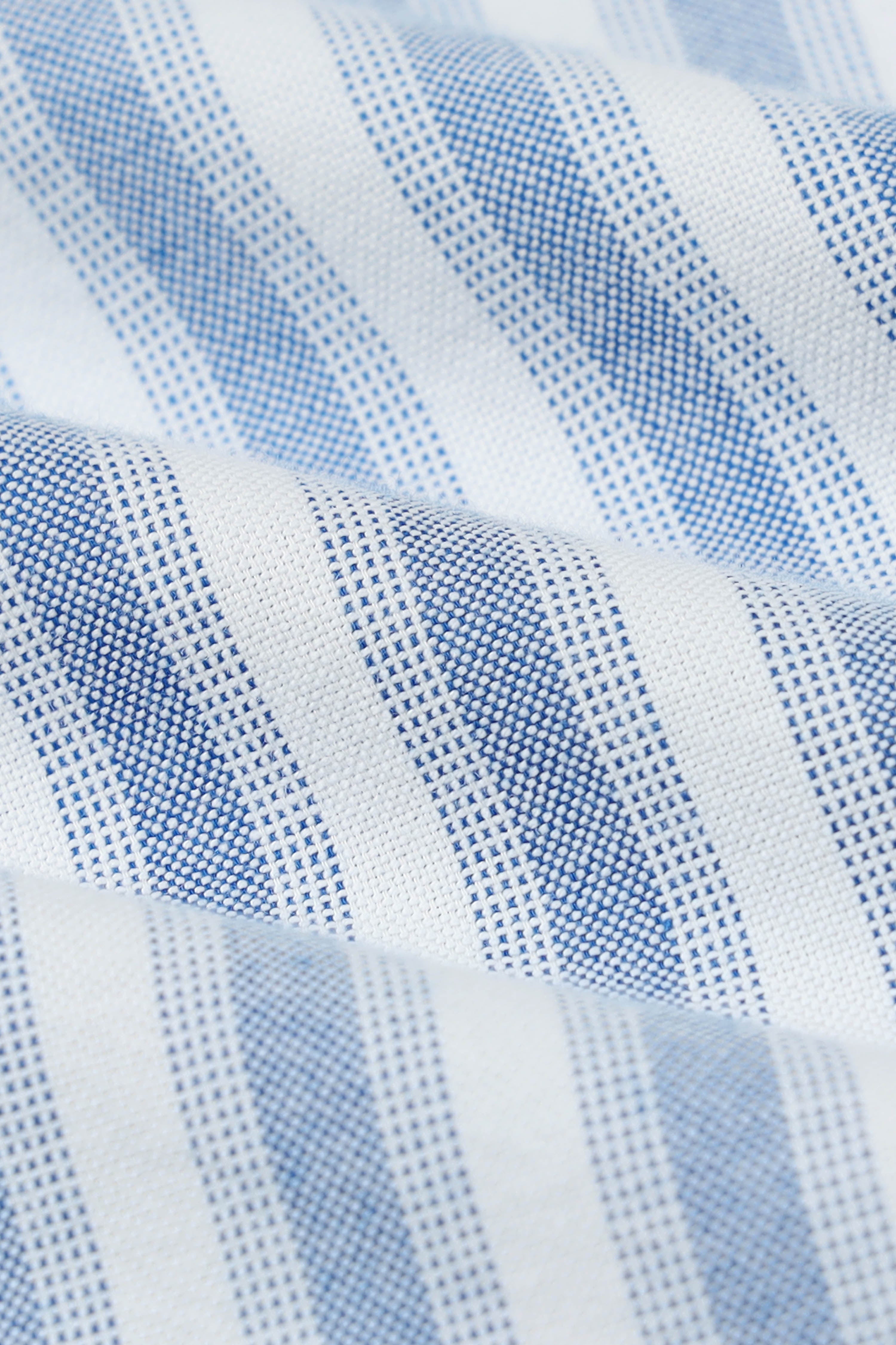 Men Blue Classic Striped Cotton Shirt