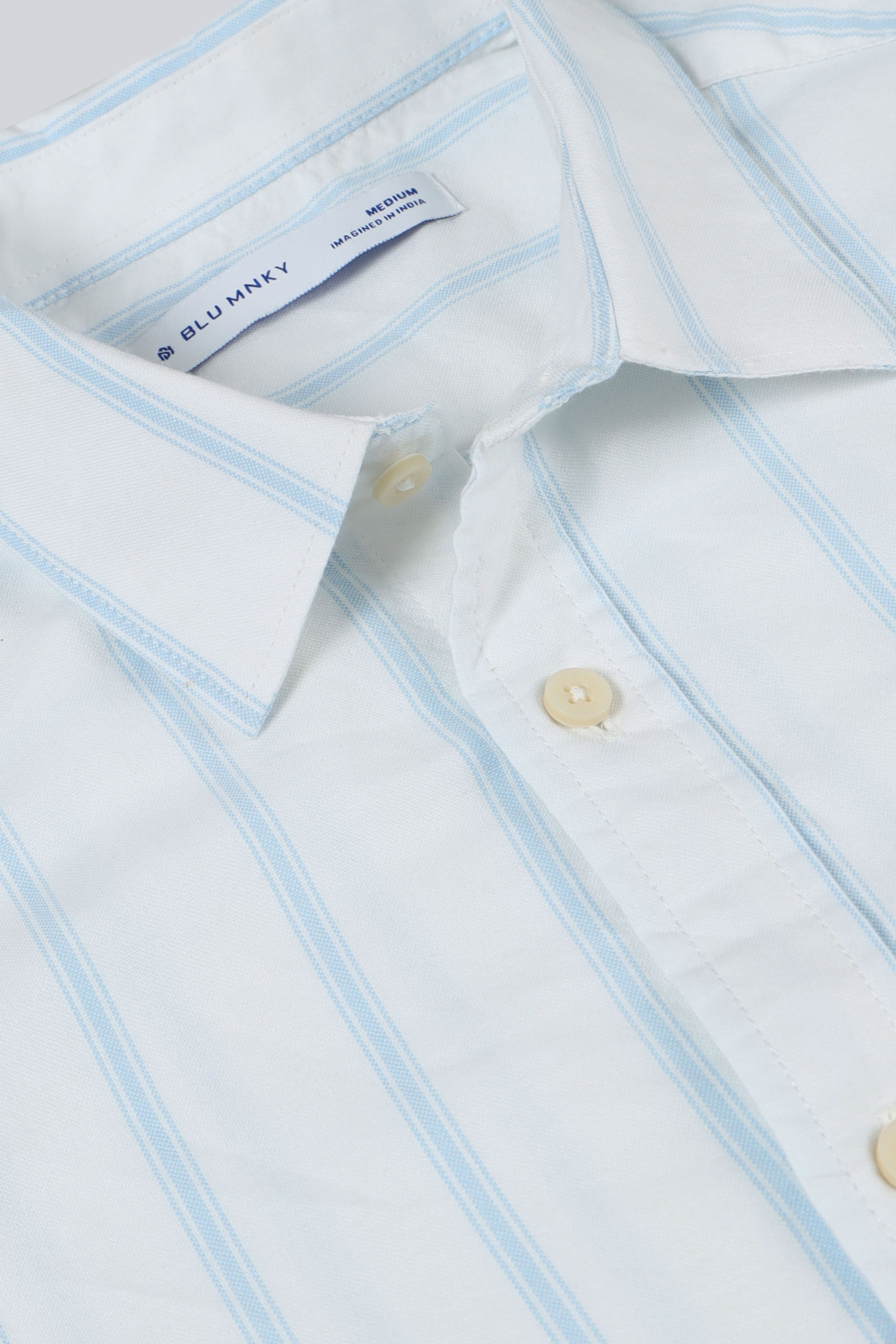 Men White Classic Striped Cotton Shirt