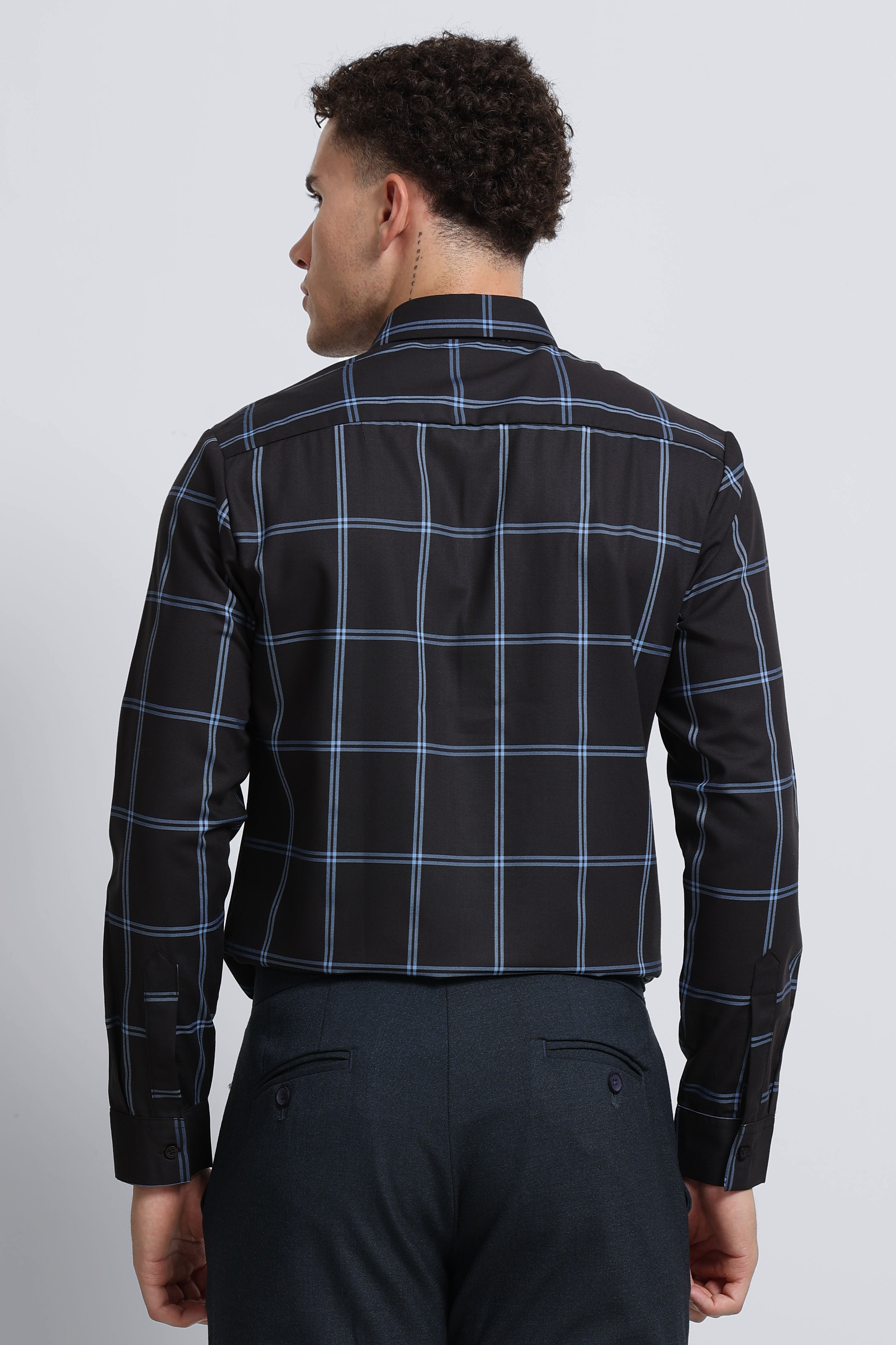 Men Black Premium Checked Shirt