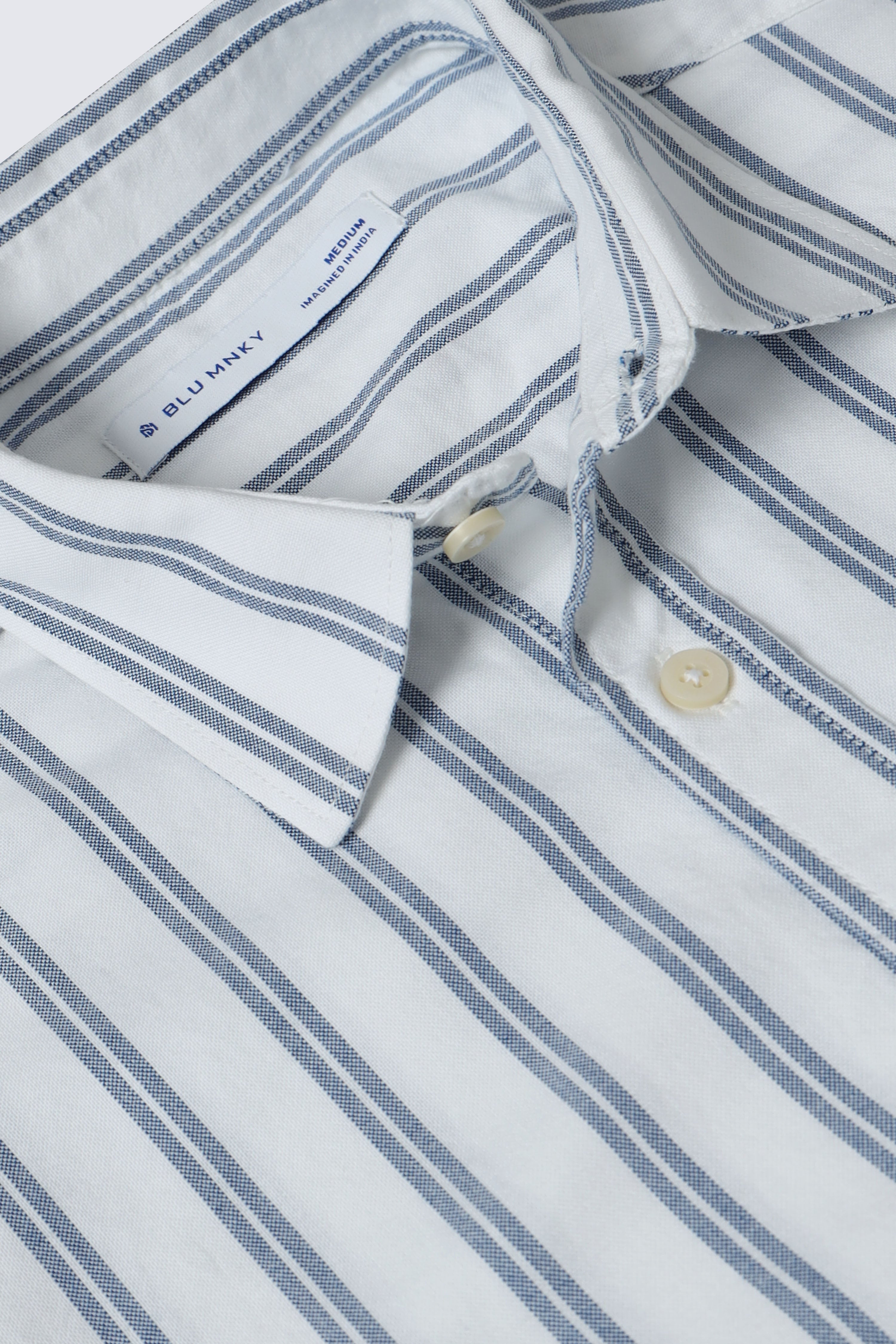 Men Blue Classic Striped Cotton Shirt