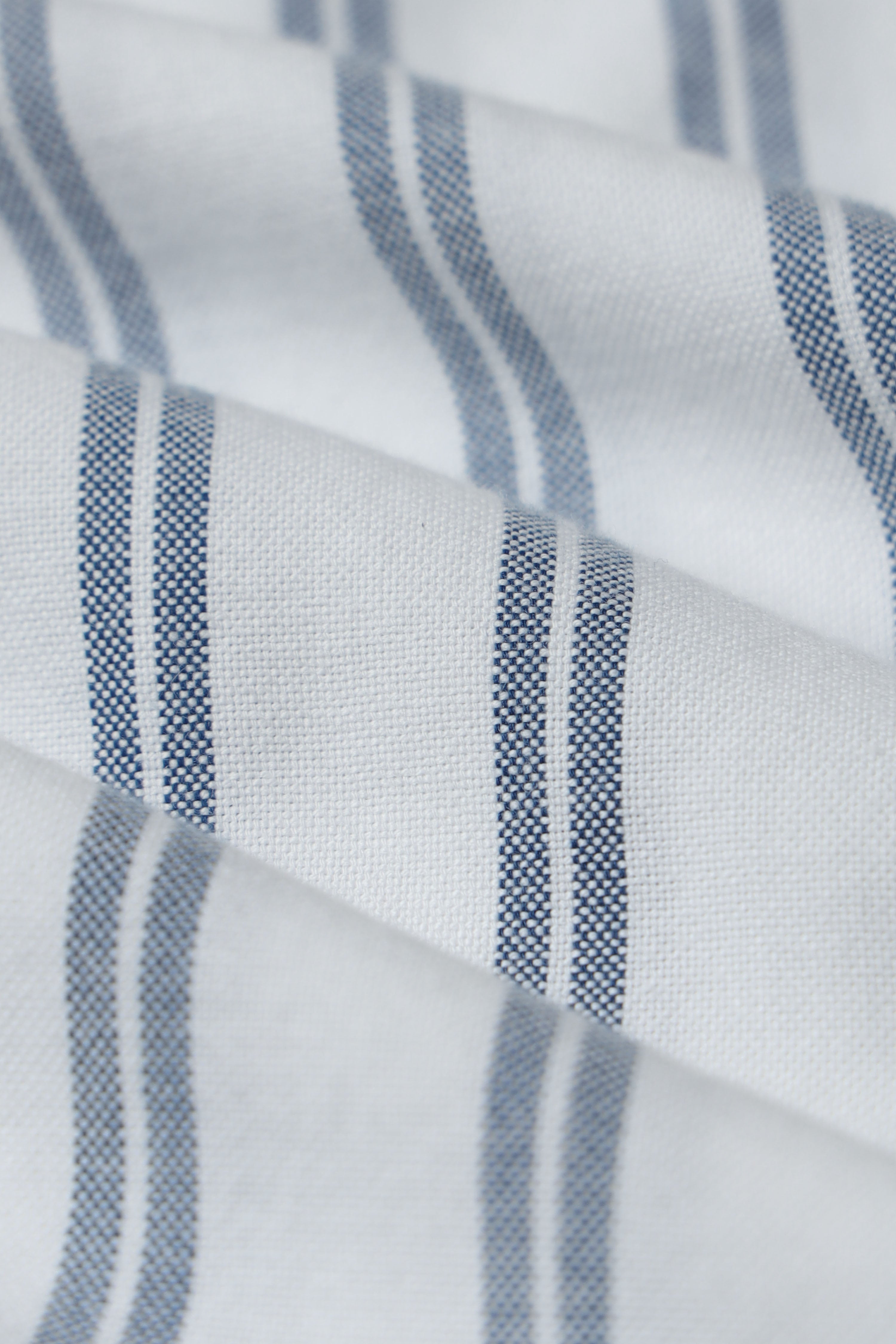 Men Blue Classic Striped Cotton Shirt