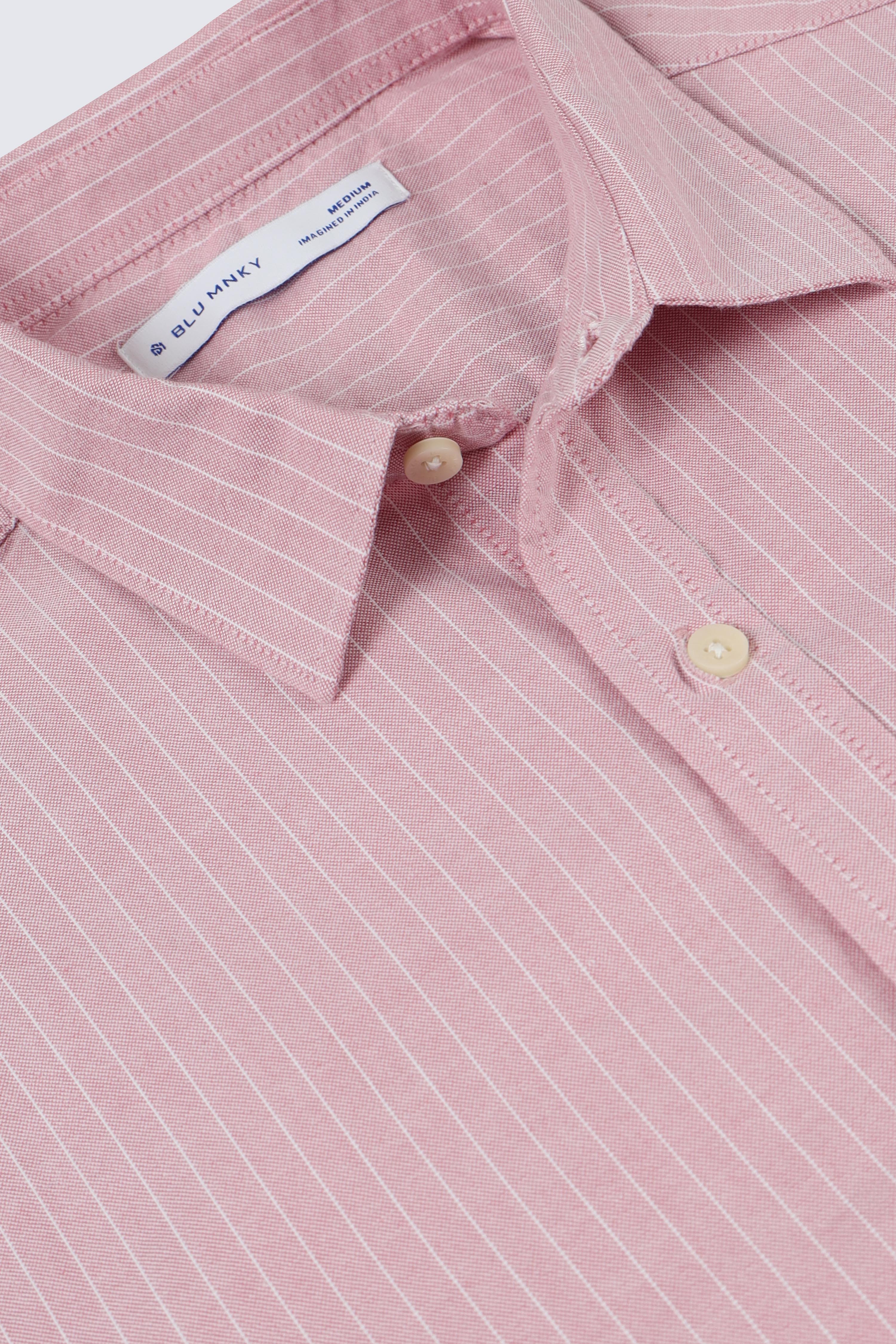 Men Pink Striped Cotton Shirt