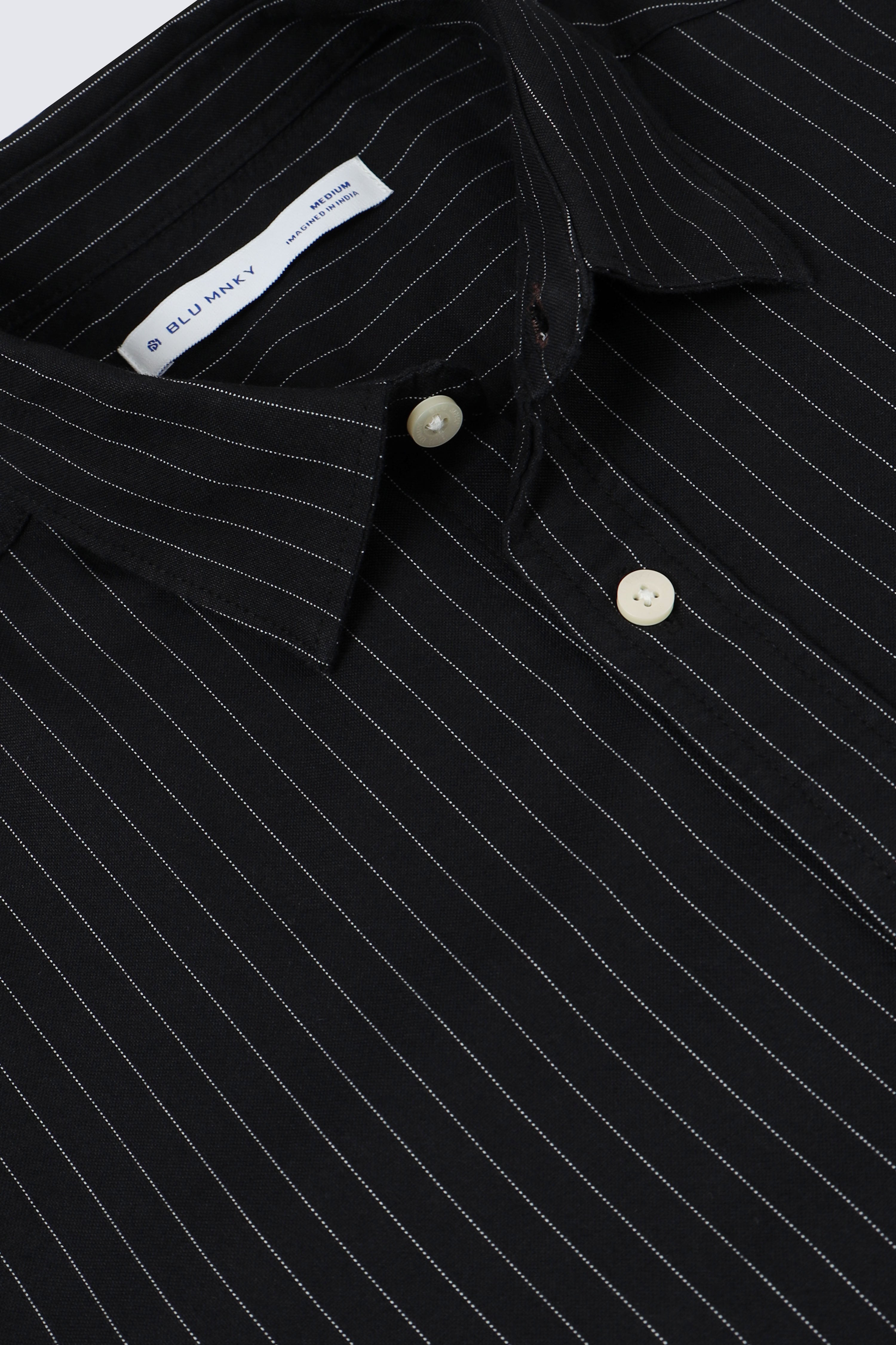 Men Black Striped Cotton Shirt