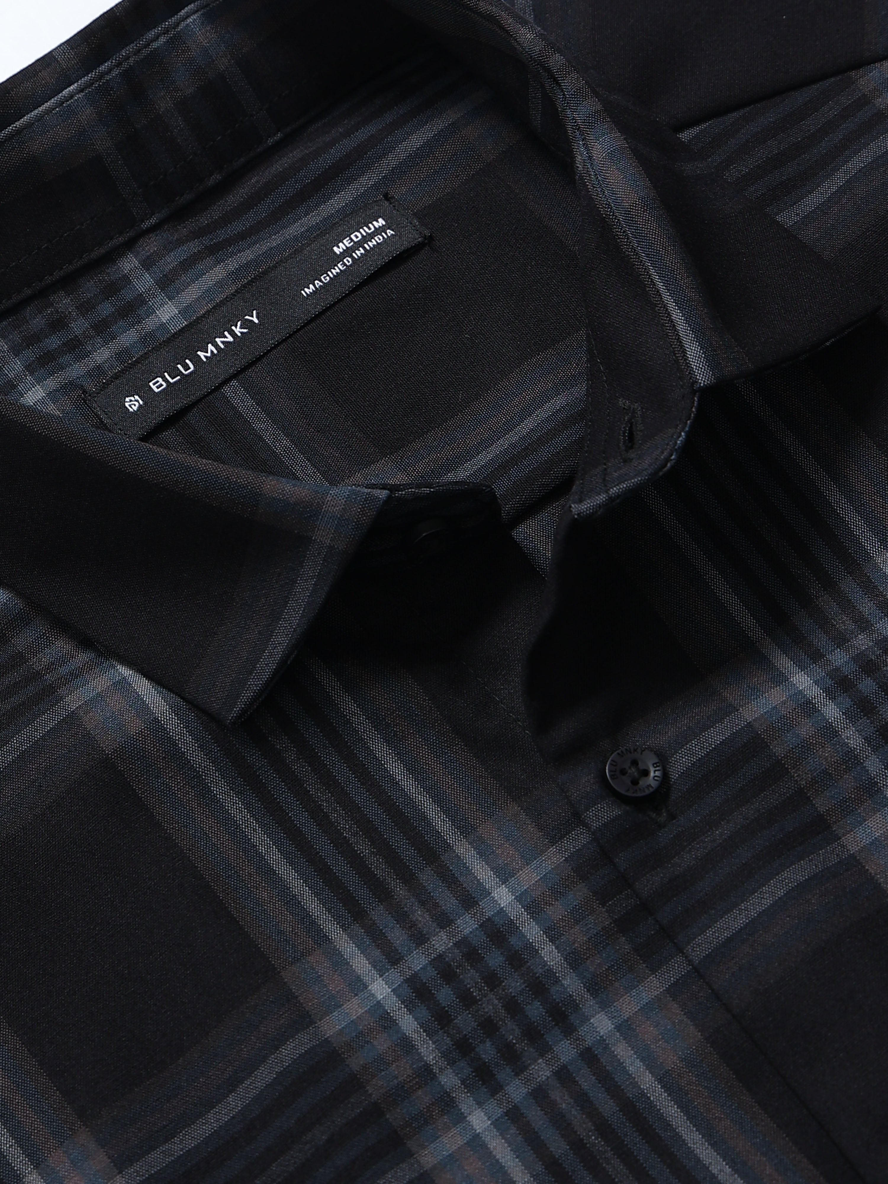 Men Navy Checked Slim Fit Shirt