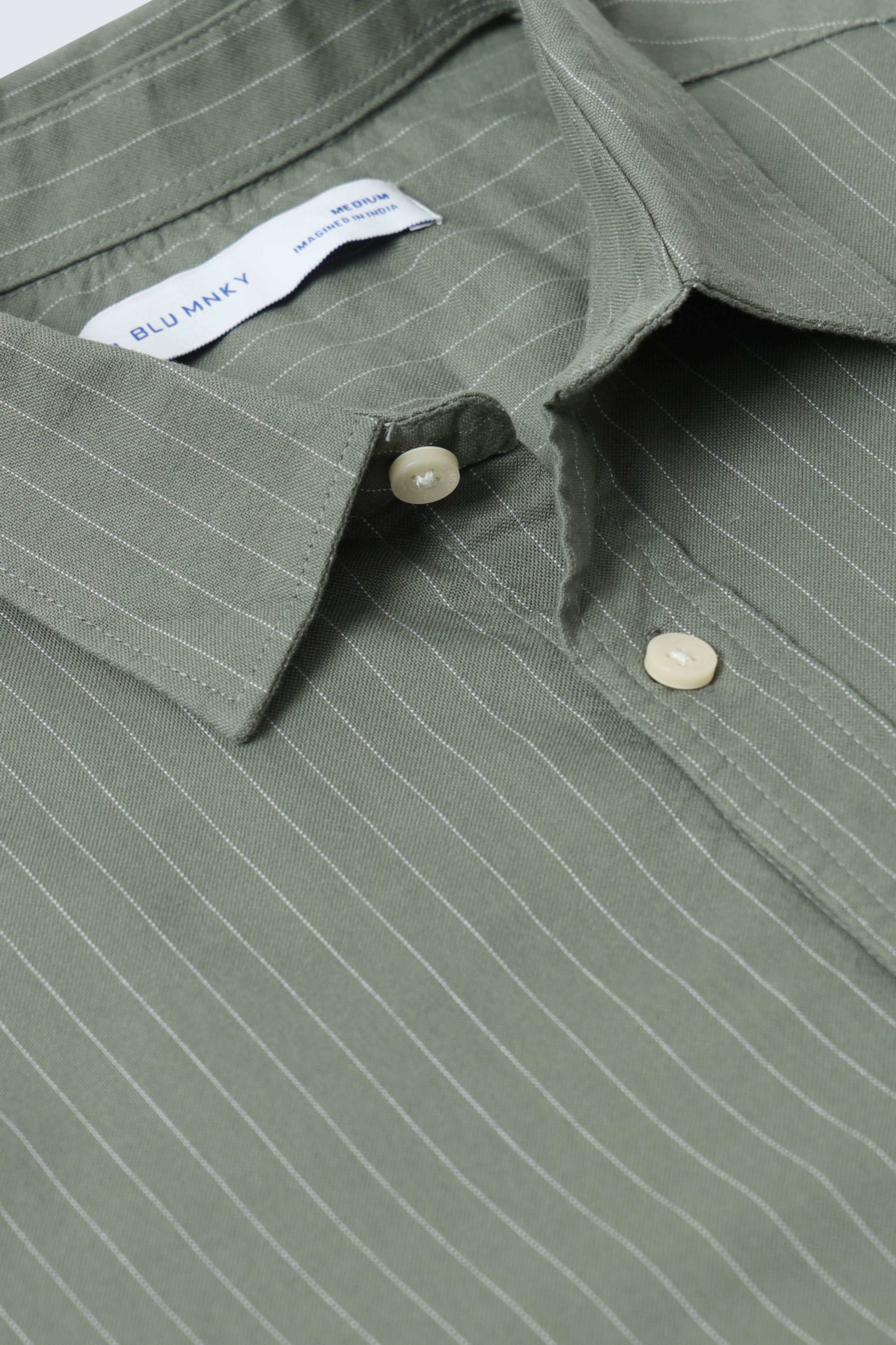 Men Green Striped Cotton Shirt