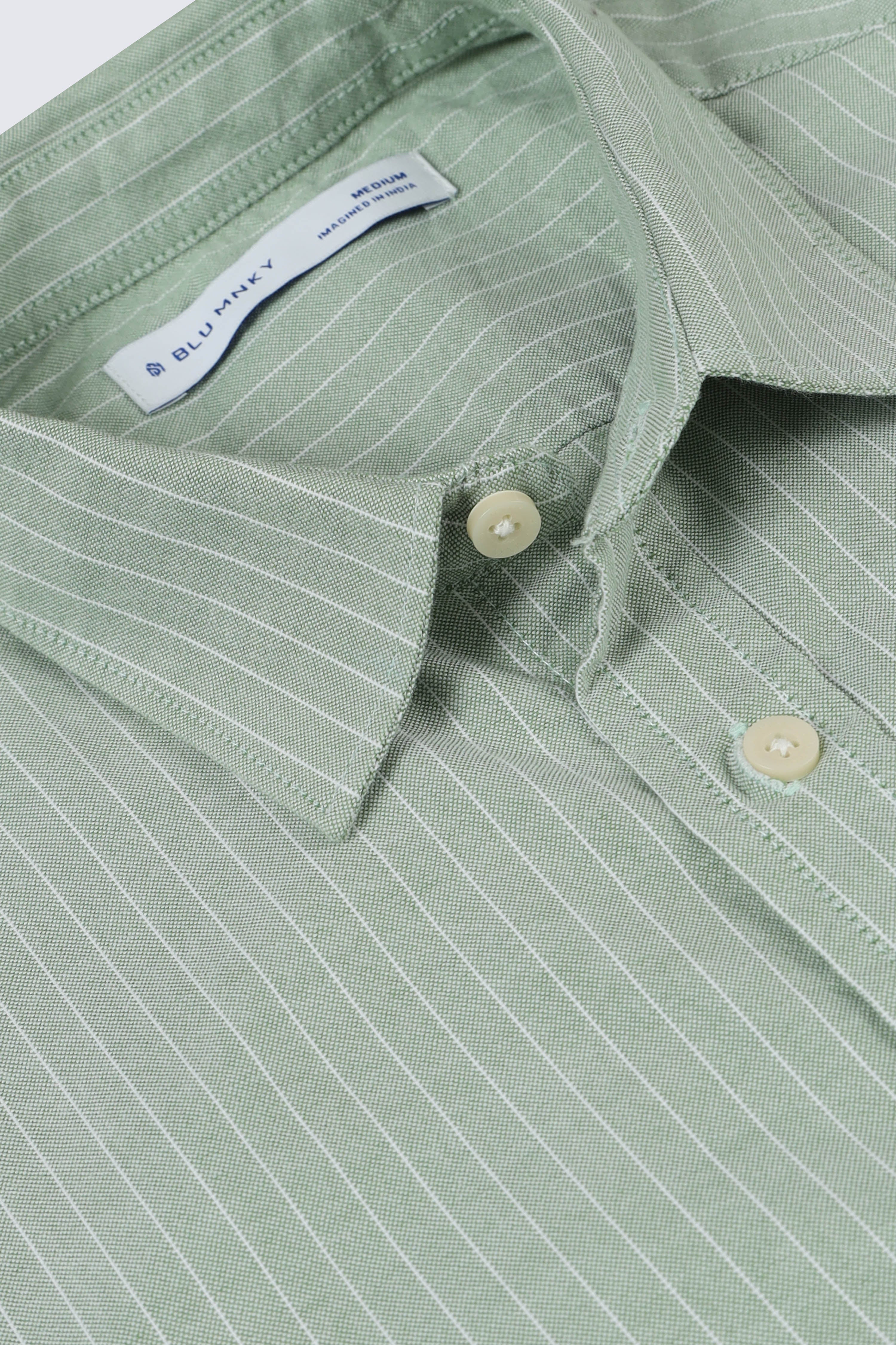 Men Green Striped Cotton Shirt