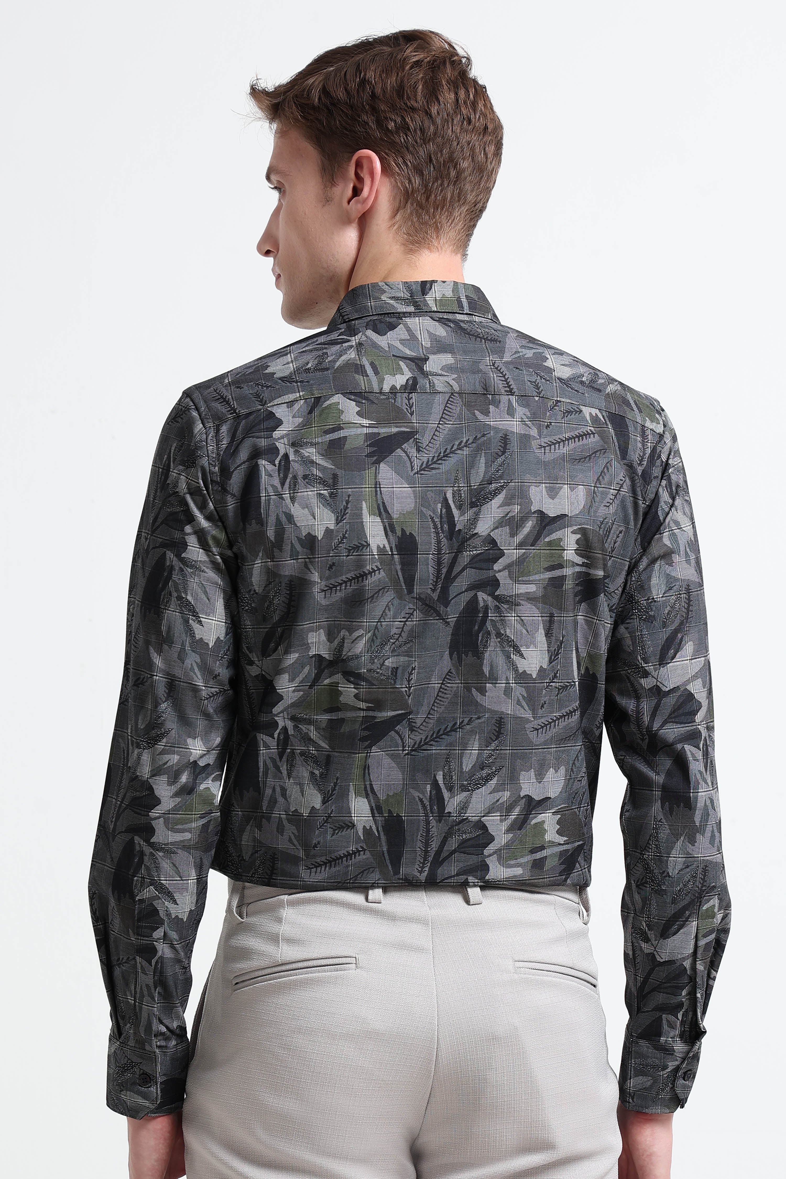 Men Grey Digital Print Shirt