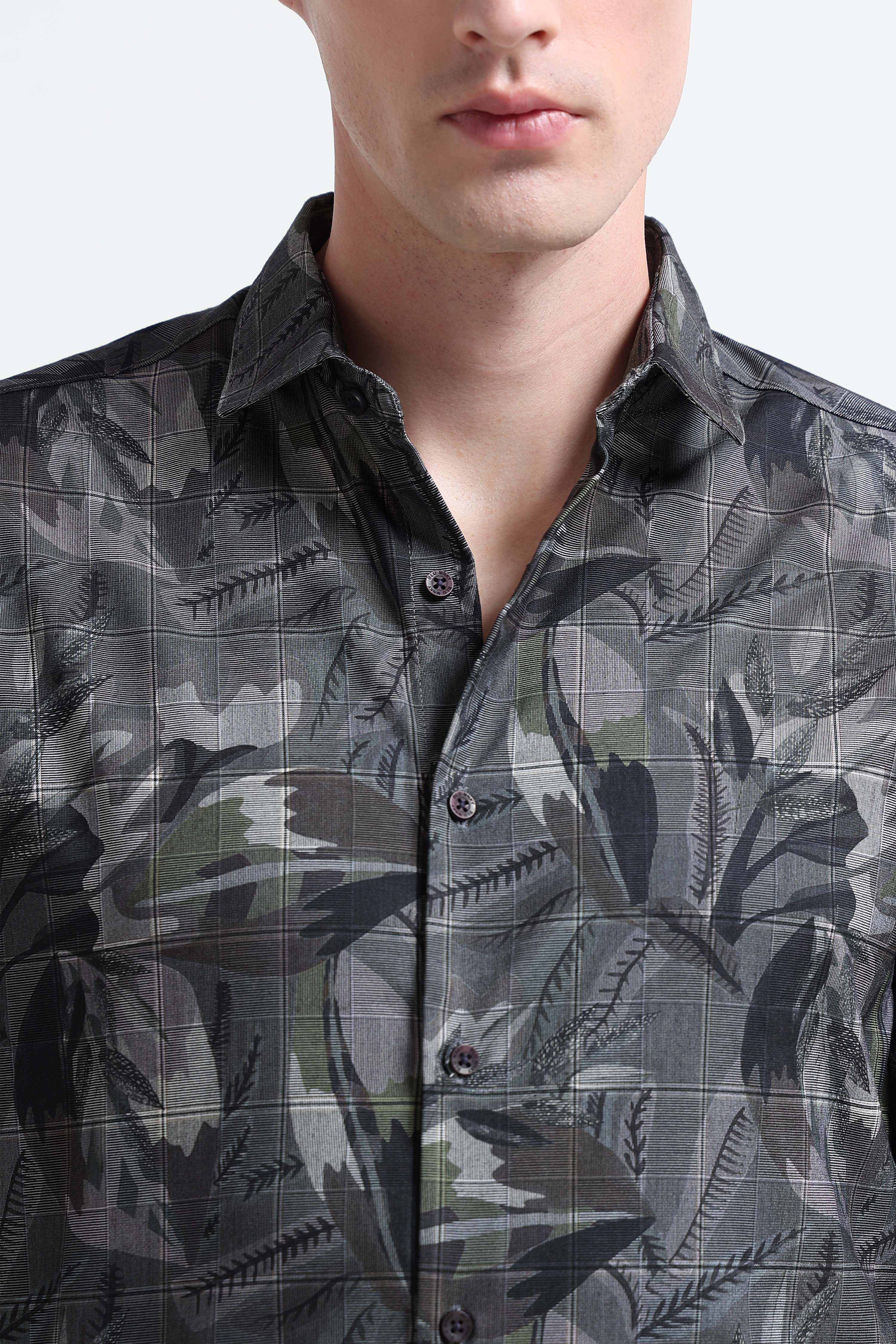 Men Grey Digital Print Shirt