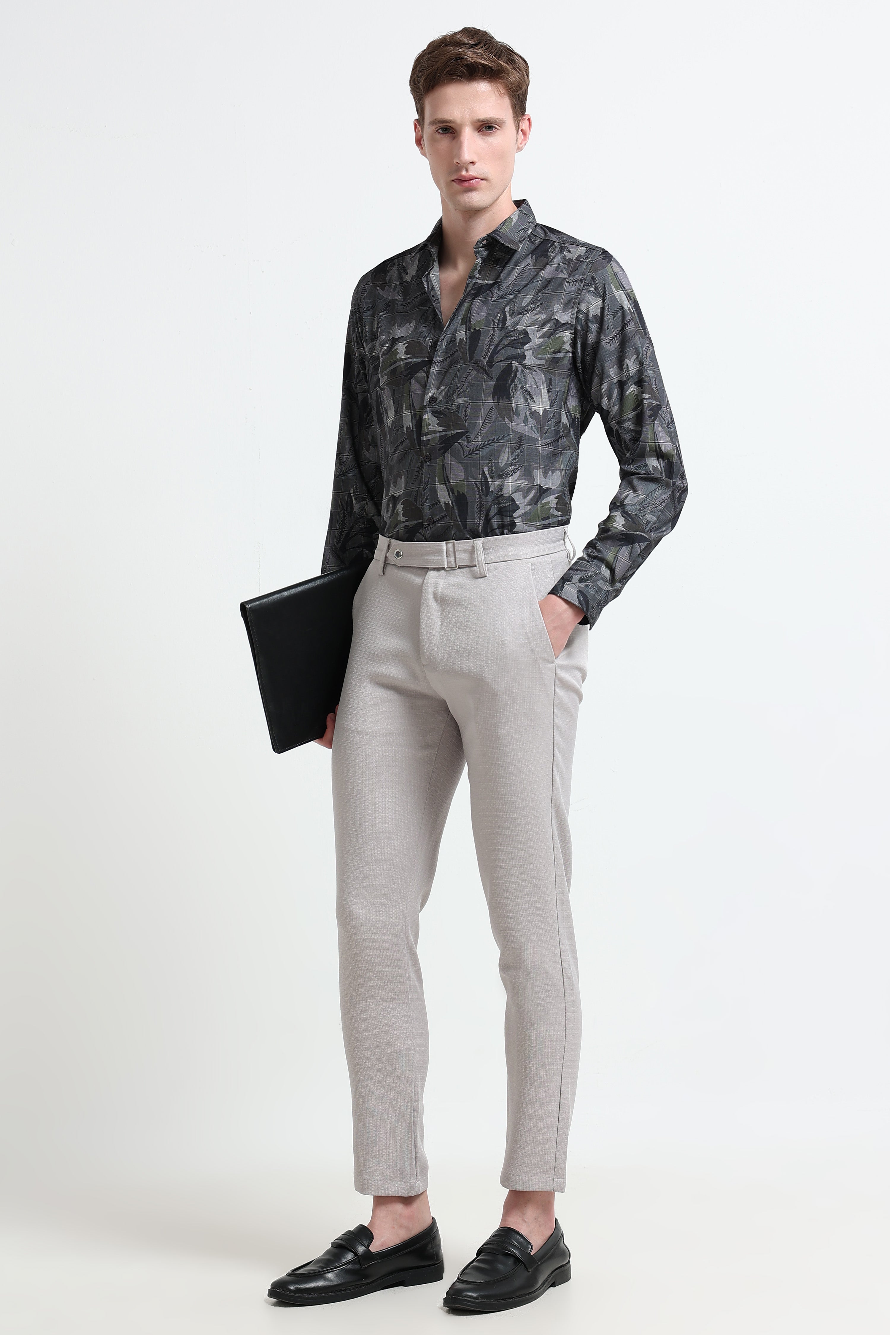 Men Grey Digital Print Shirt