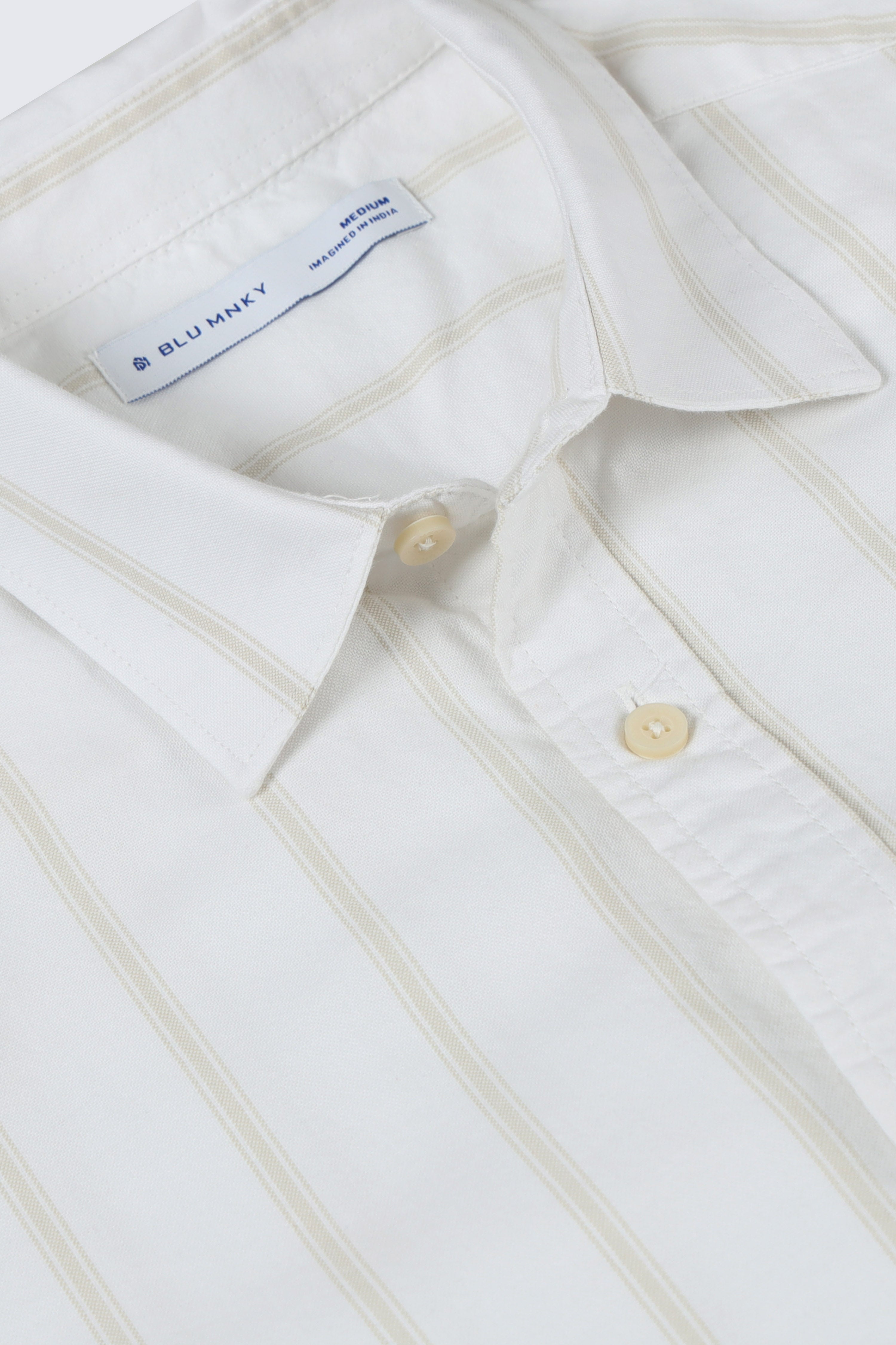 Men White Classic Striped Cotton Shirt